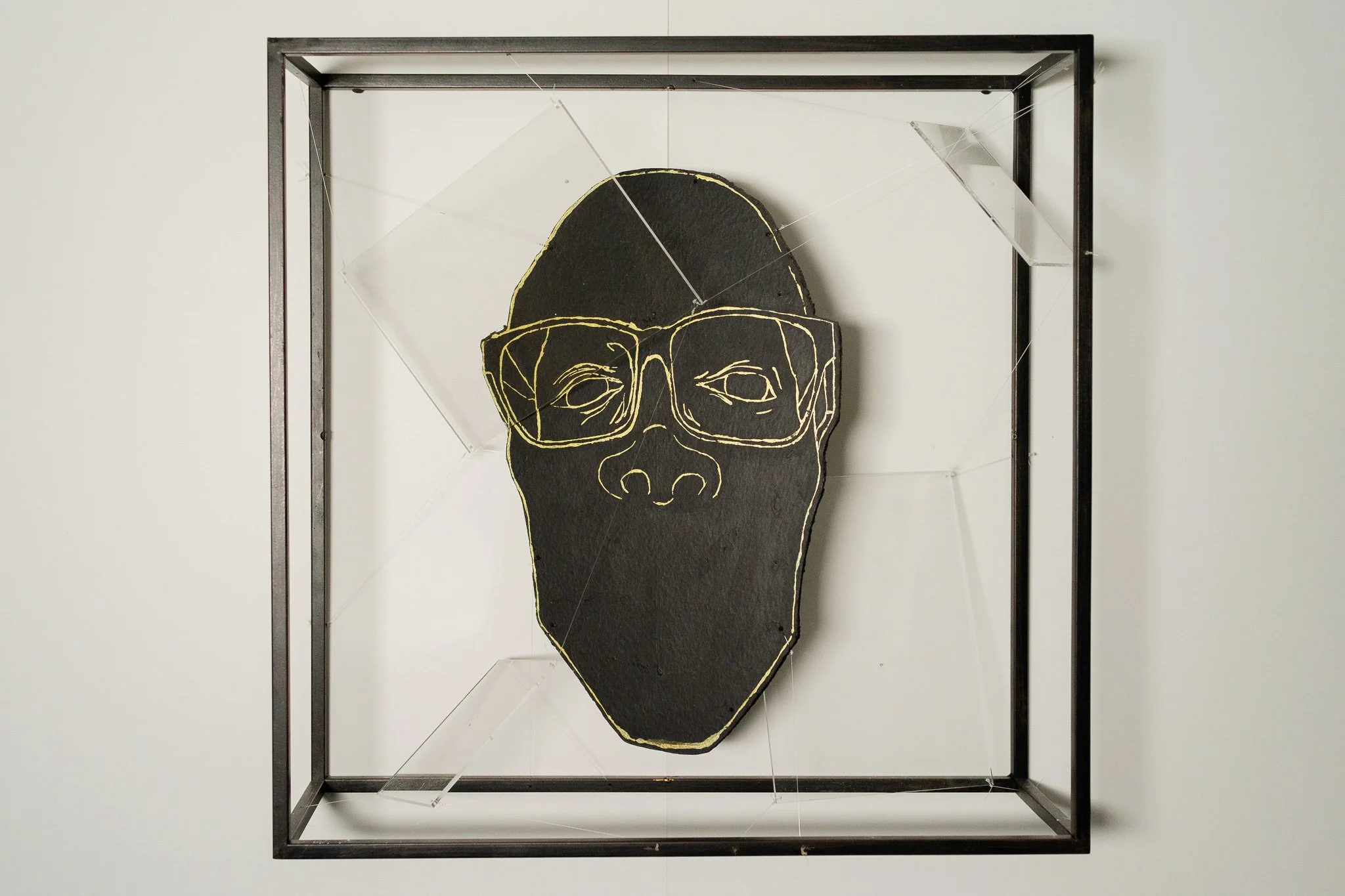 Life Defined By A Construct • Silk screen print, acrylic sheets, clear cord, metal enclosure • 20 x 6 x 20 in • 2021