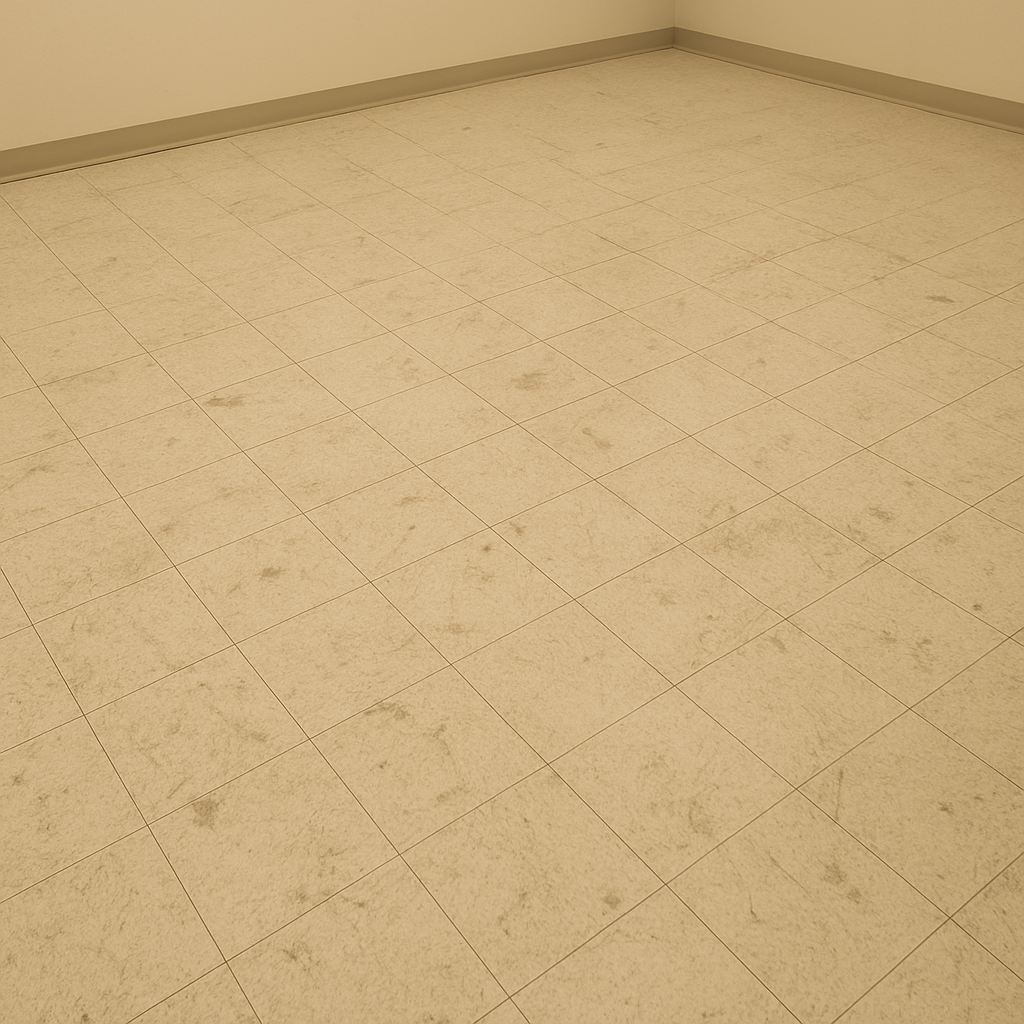 Before floors have been stripped and waxed