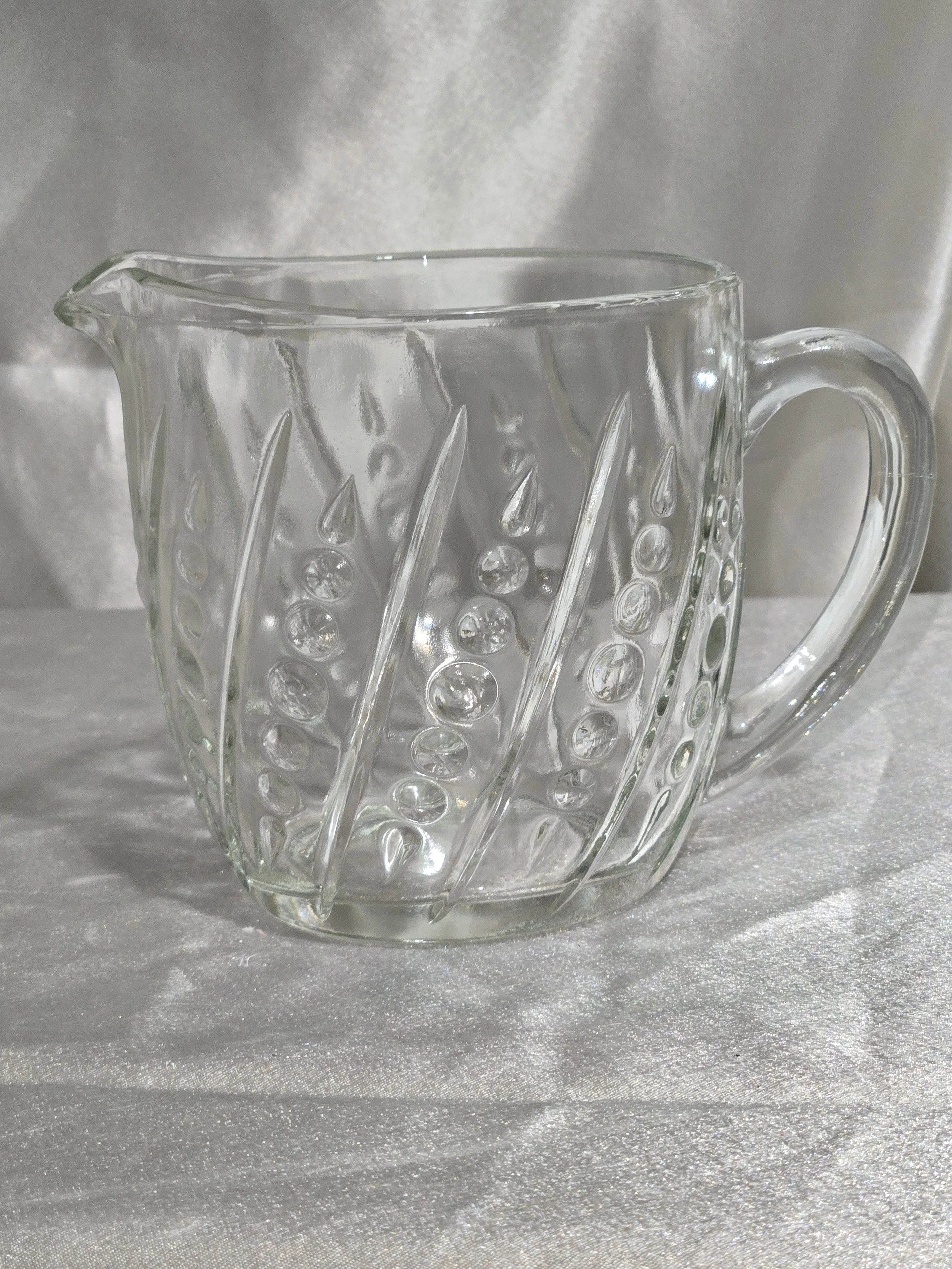 Vintage Anchor Hocking “Bead and Bar” Clear Glass Pitcher