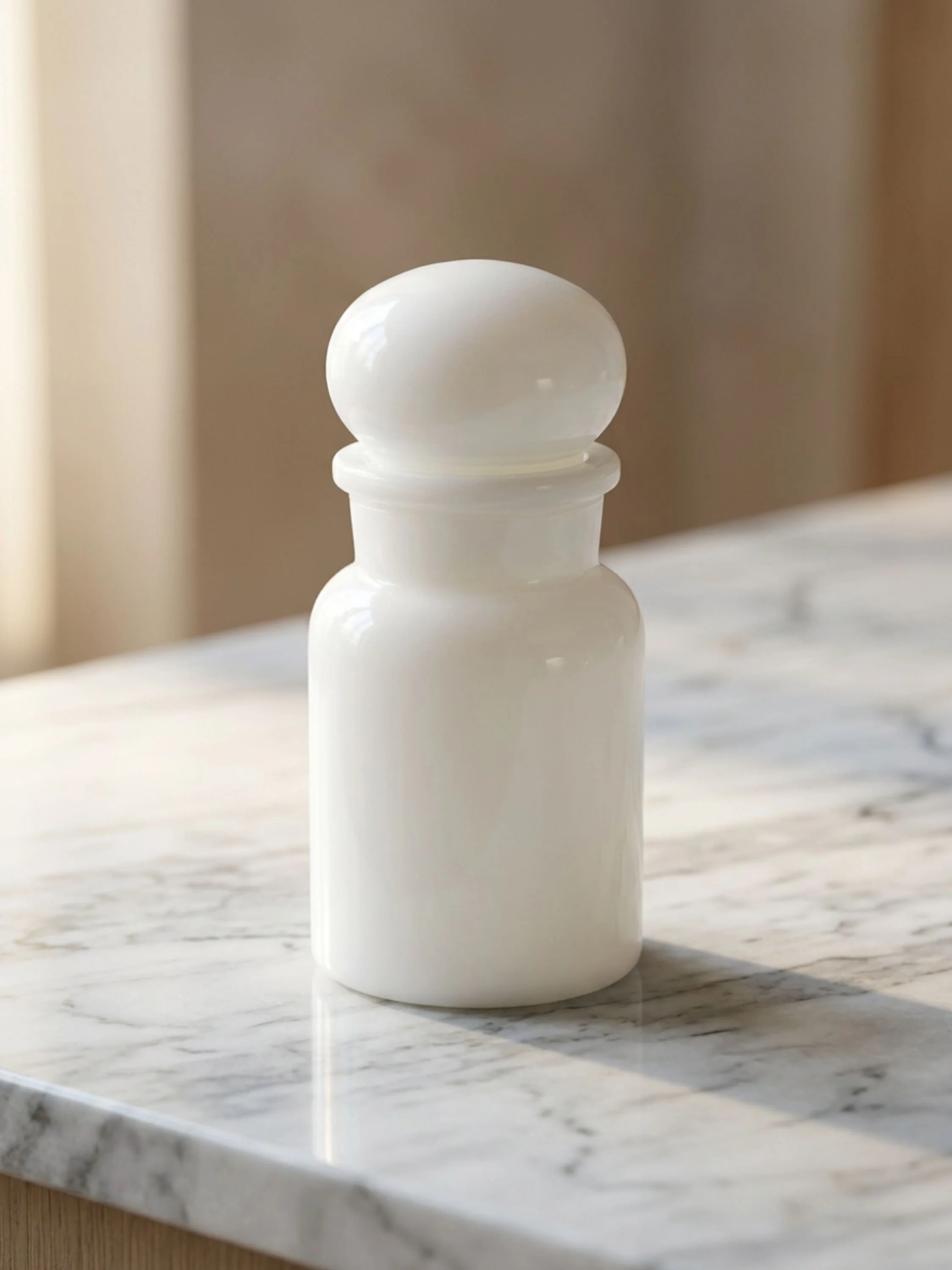 🤍 Vintage White Milk Glass Apothecary Jar With Stopper Pharmacy Decor
