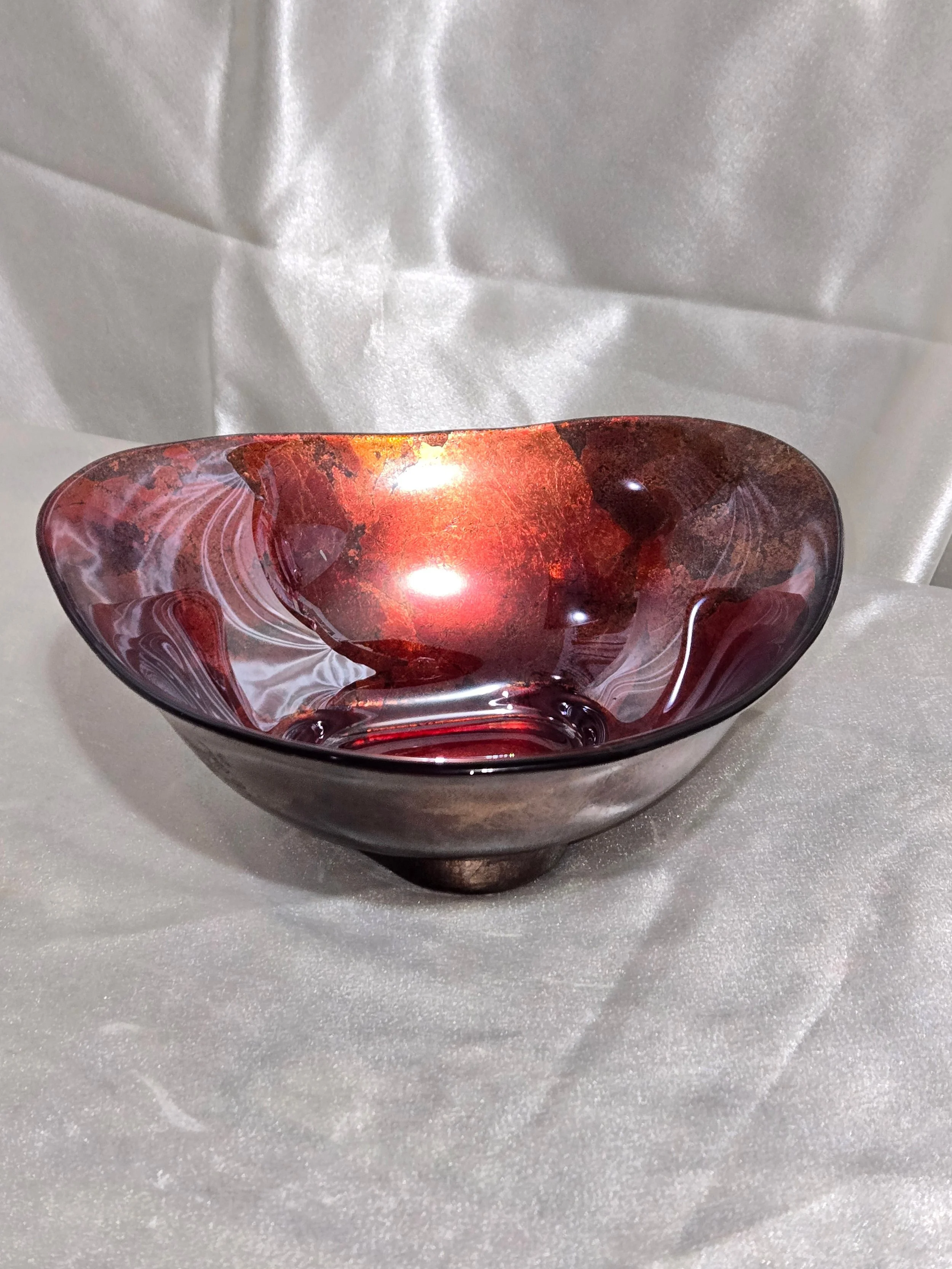 Italian Art Glass Bowl Il Quadrifoglio Style Freeform Murano Inspired