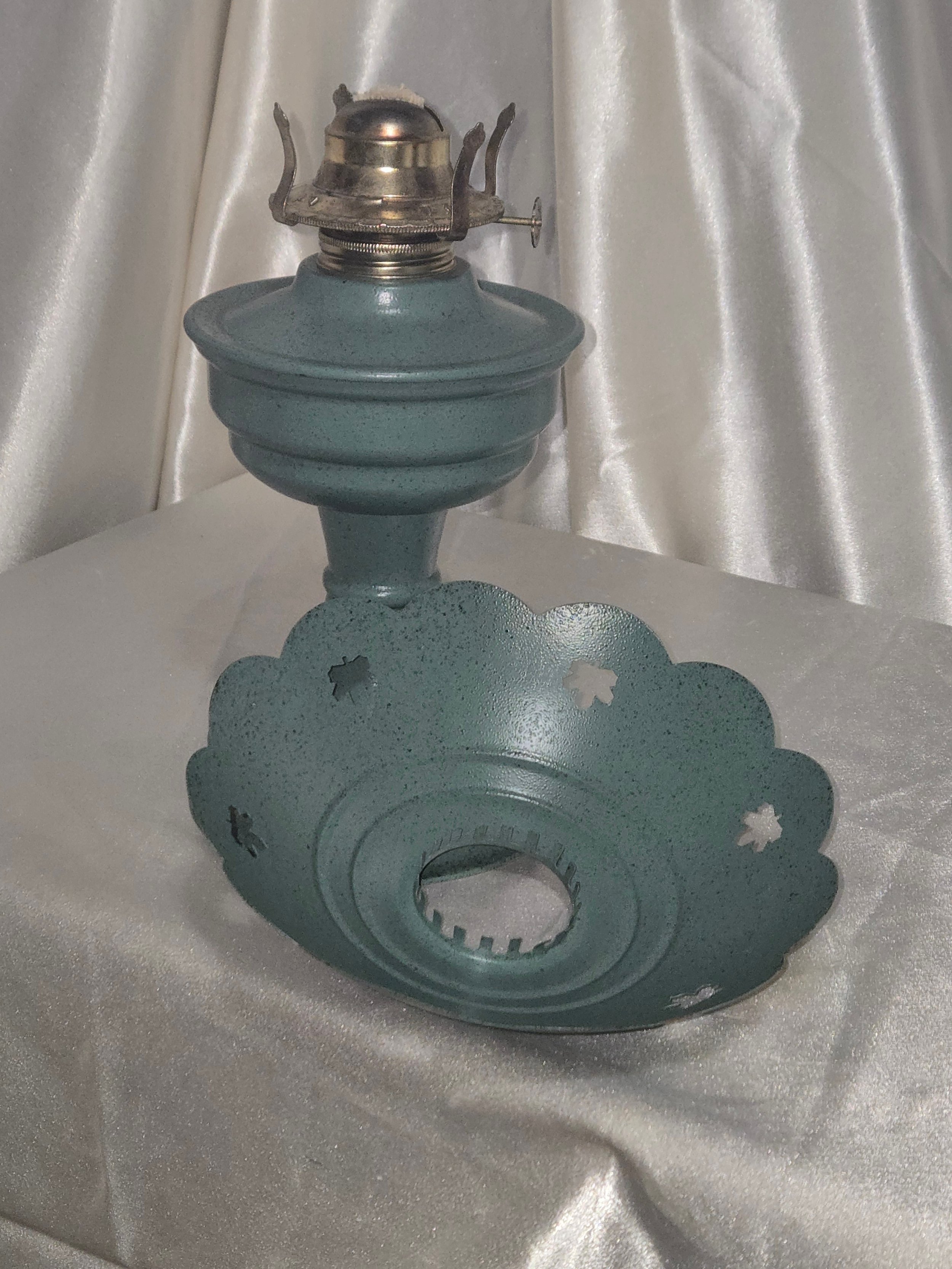 Mid century teal Dietz kerosene lamp collectible lighting