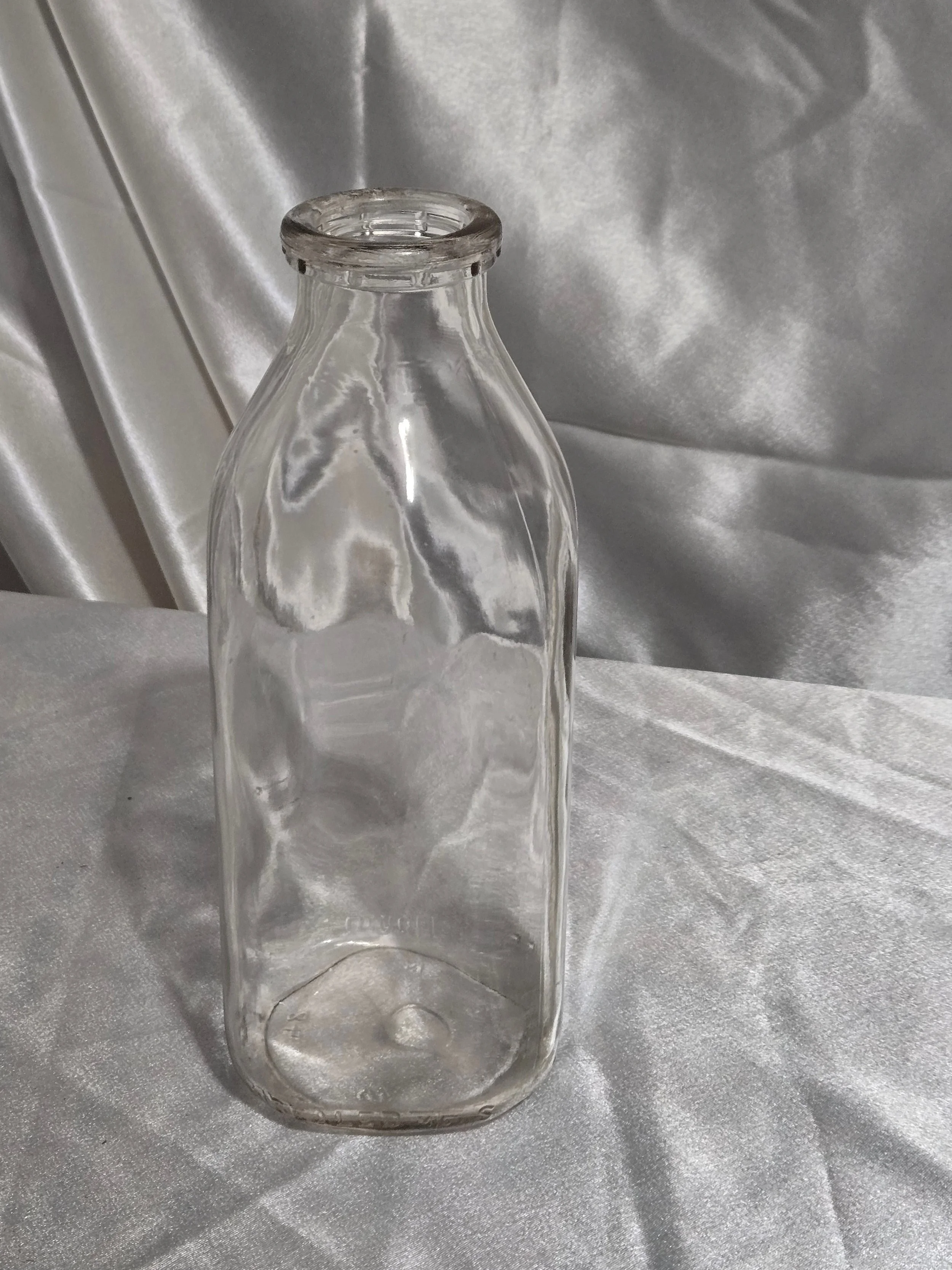 Vintage glass milk bottle, retro collectible home decor