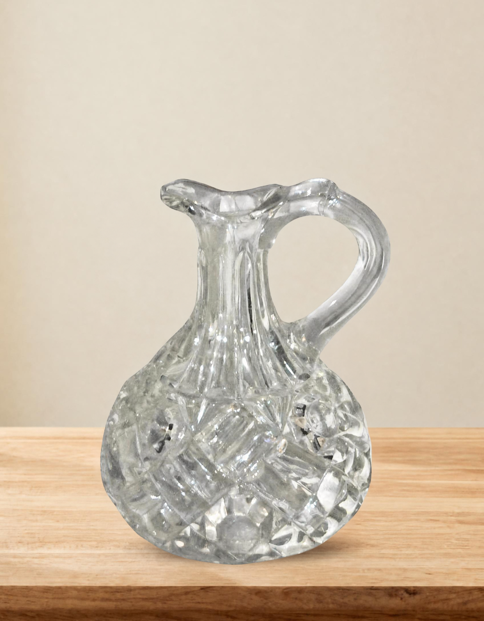 Antique Heisey #325 Pillows EAPG Cruet, Clear Pressed Glass Oil Vinegar Bottle 1901-1912