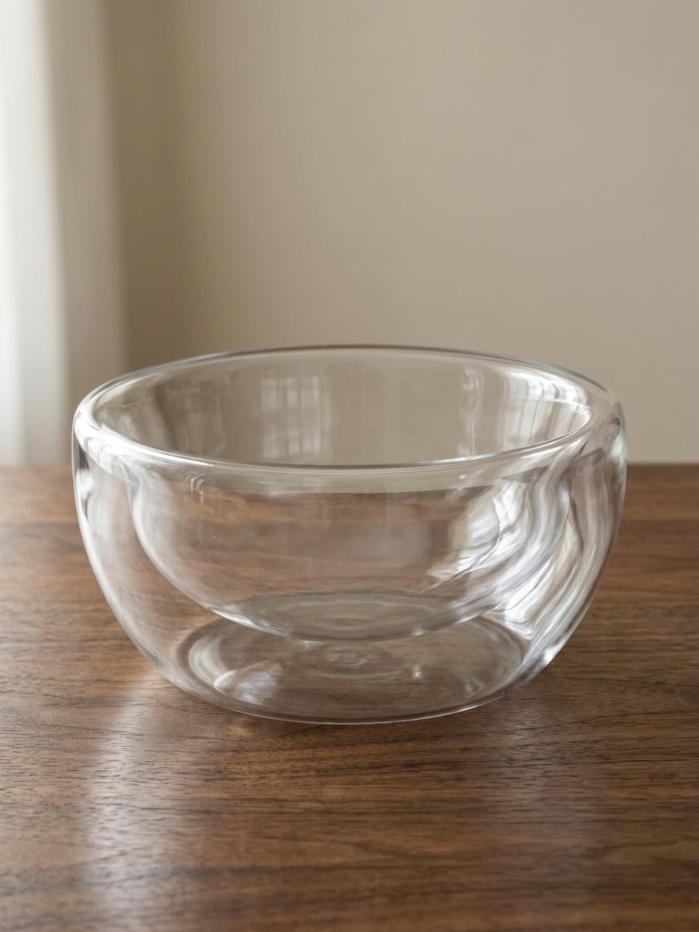 Vintage Double Wall Reversible Glass Bowl, Clear Convex Concave Centerpiece Vase 11 Inch