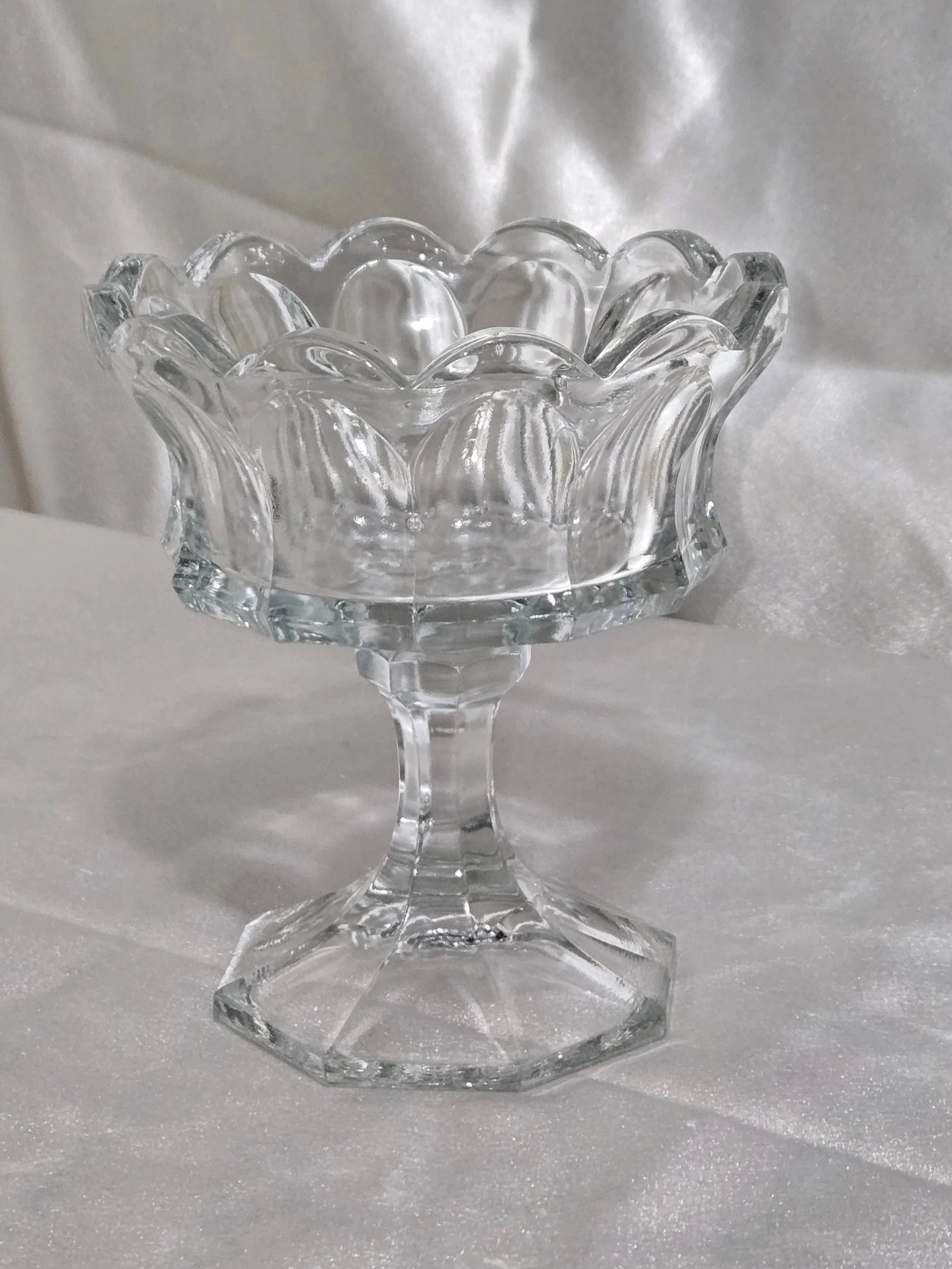 Antique EAPG Pedestal Jelly Compote Scalloped Edge c1900