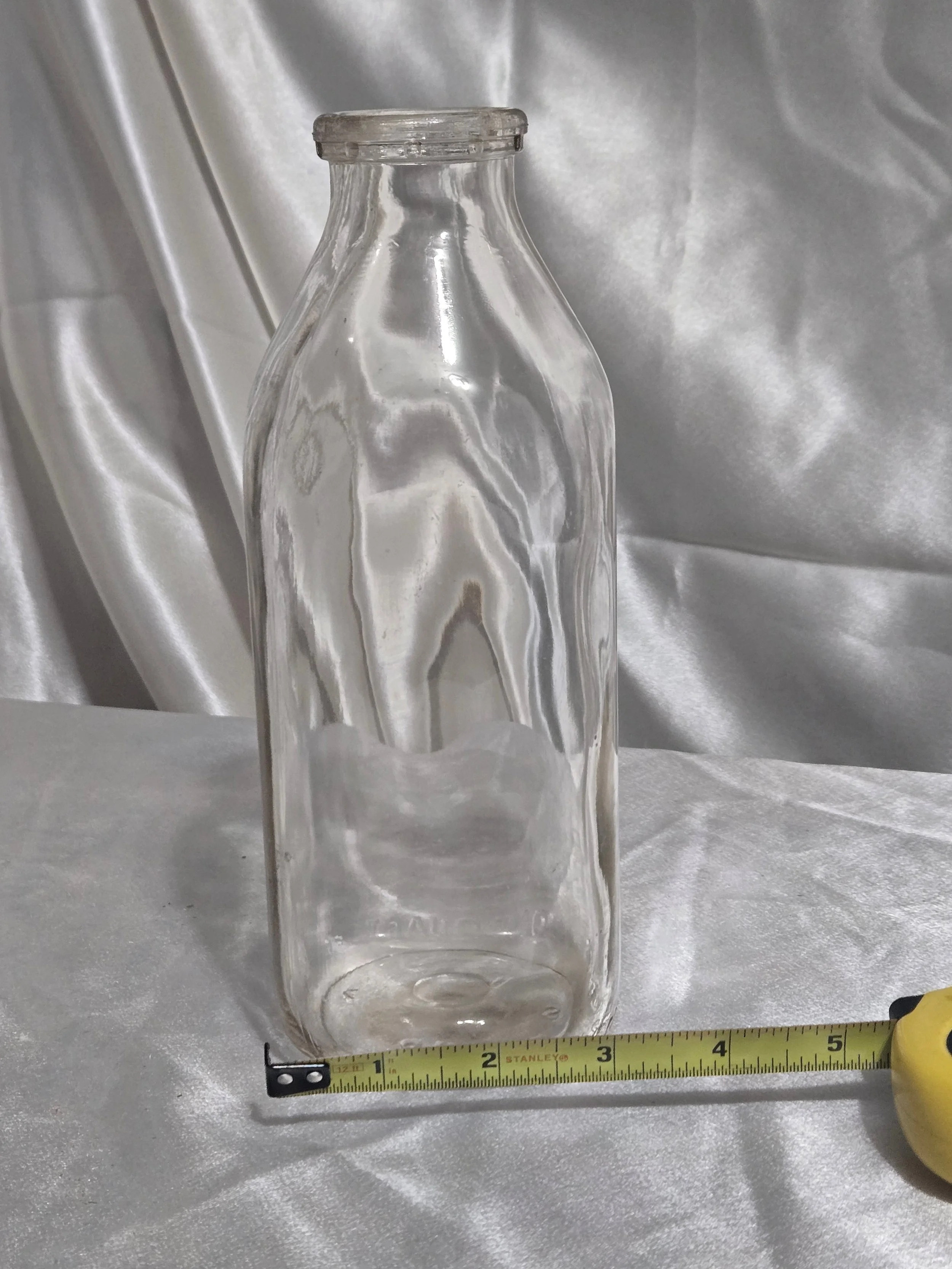 Retro glass milk bottle decor, collectible vintage