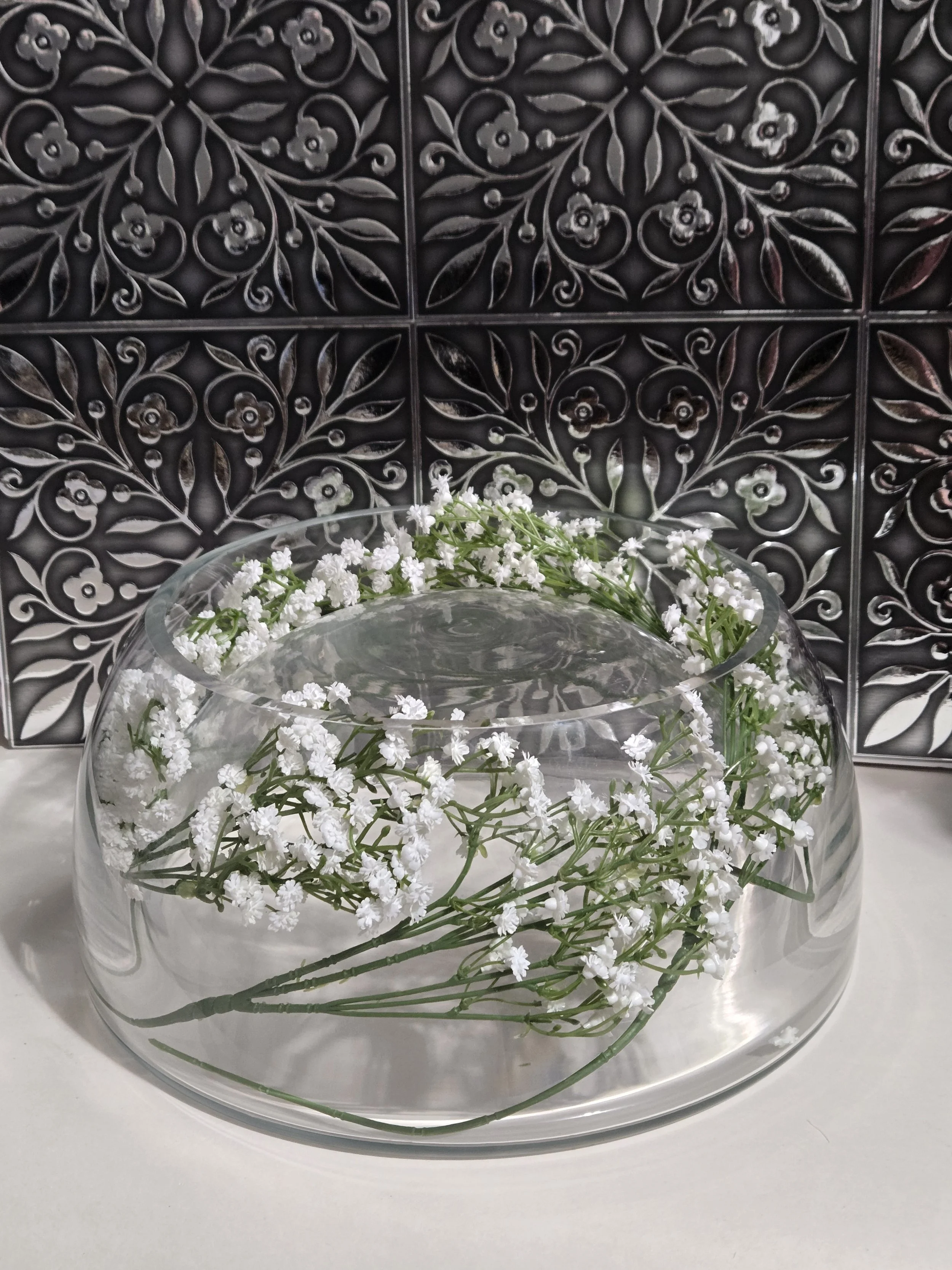 Vintage Clear Glass Double Wall Reversible Centerpiece Bowl Vase