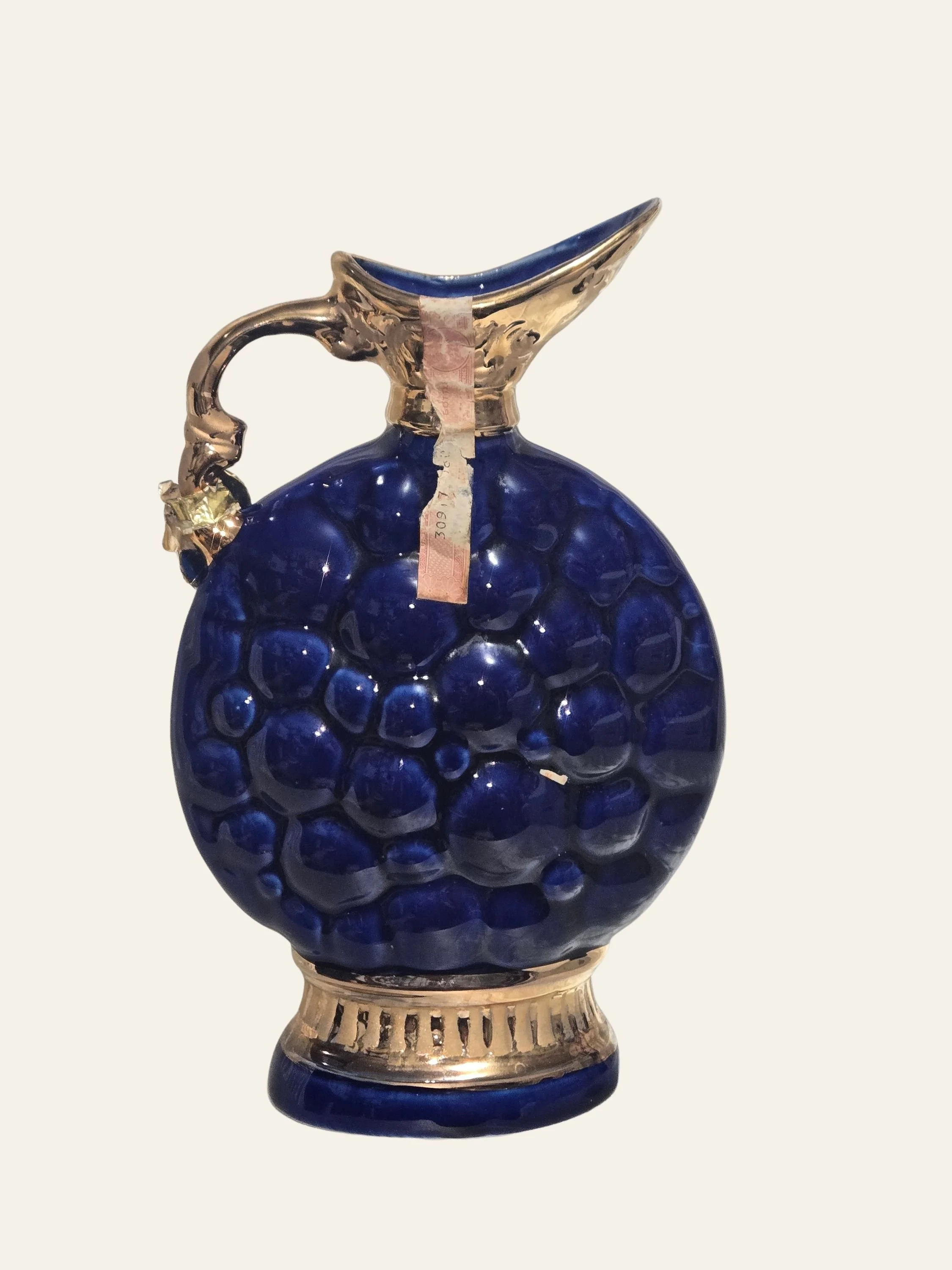 Vintage 1963 Jim Beam Cobalt Blue Grape Decanter Regal China Gold