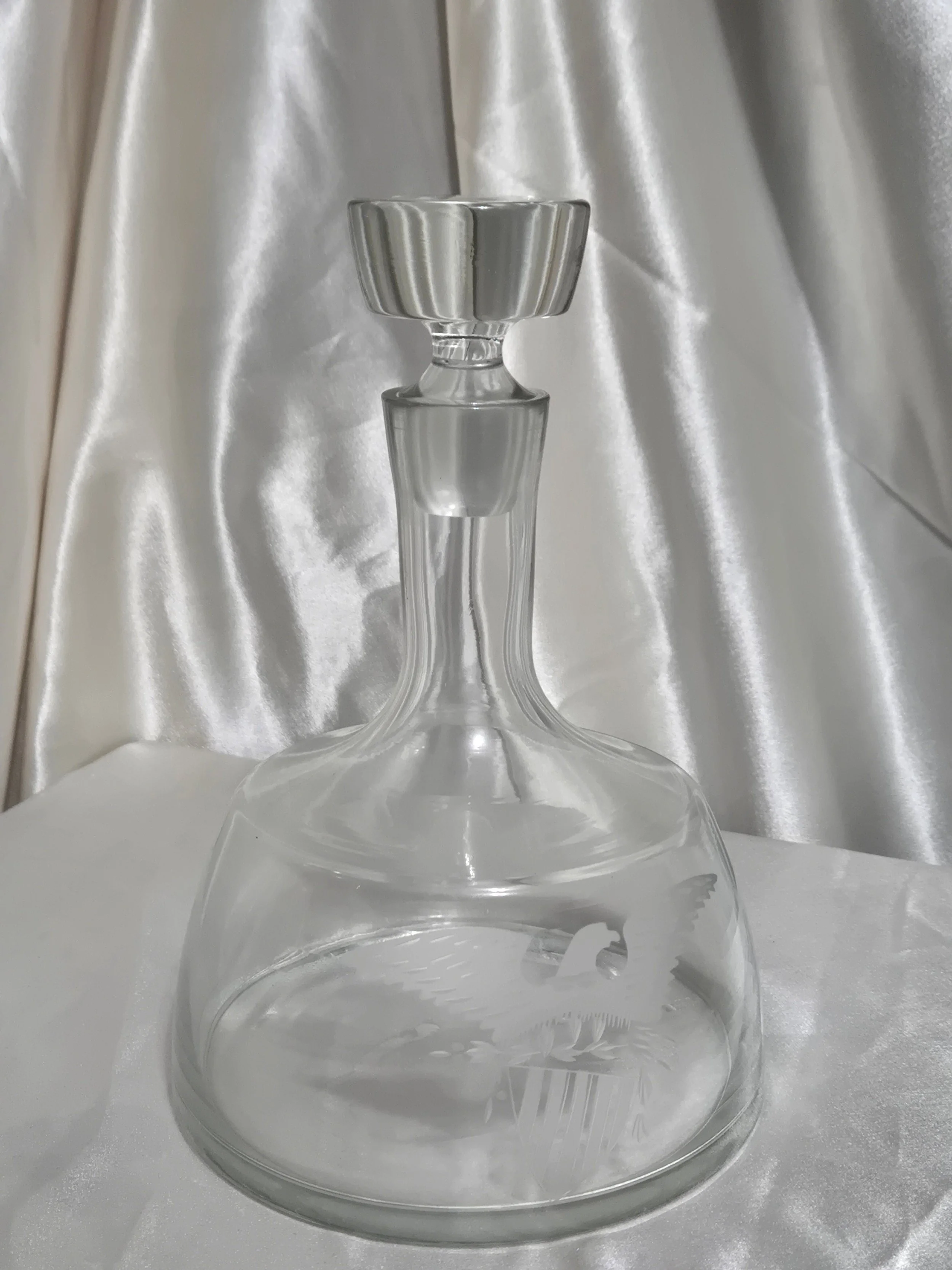 Vintage Etched Eagle Glass Decanter with Stopper | Patriotic Barware