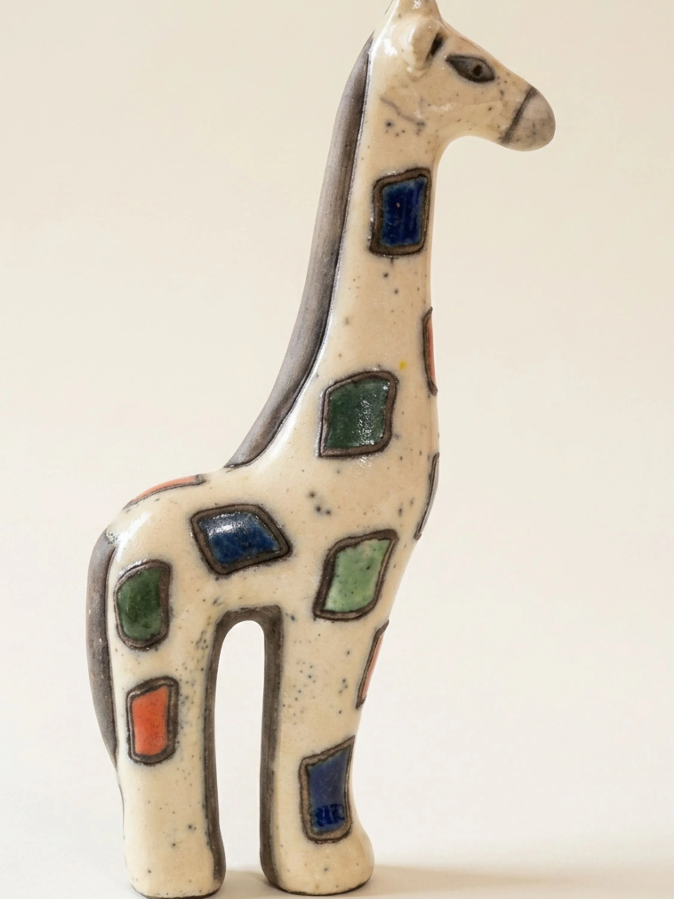 🦒Vintage Studio Pottery Giraffe Figurine Handcrafted Ceramic Boho Decor