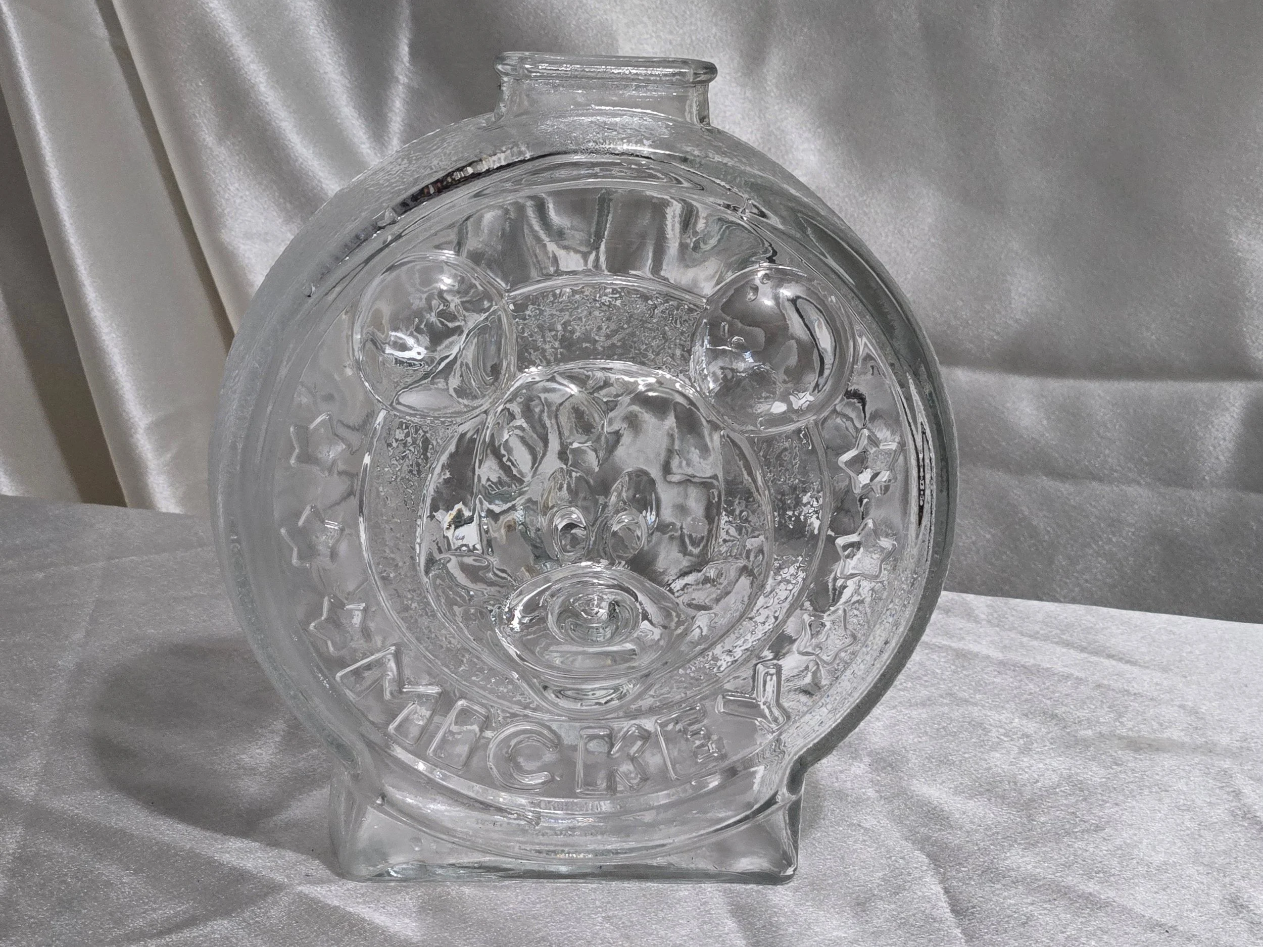 Vintage Mickey & Minnie Mouse glass piggy bank, retro collectible home decor