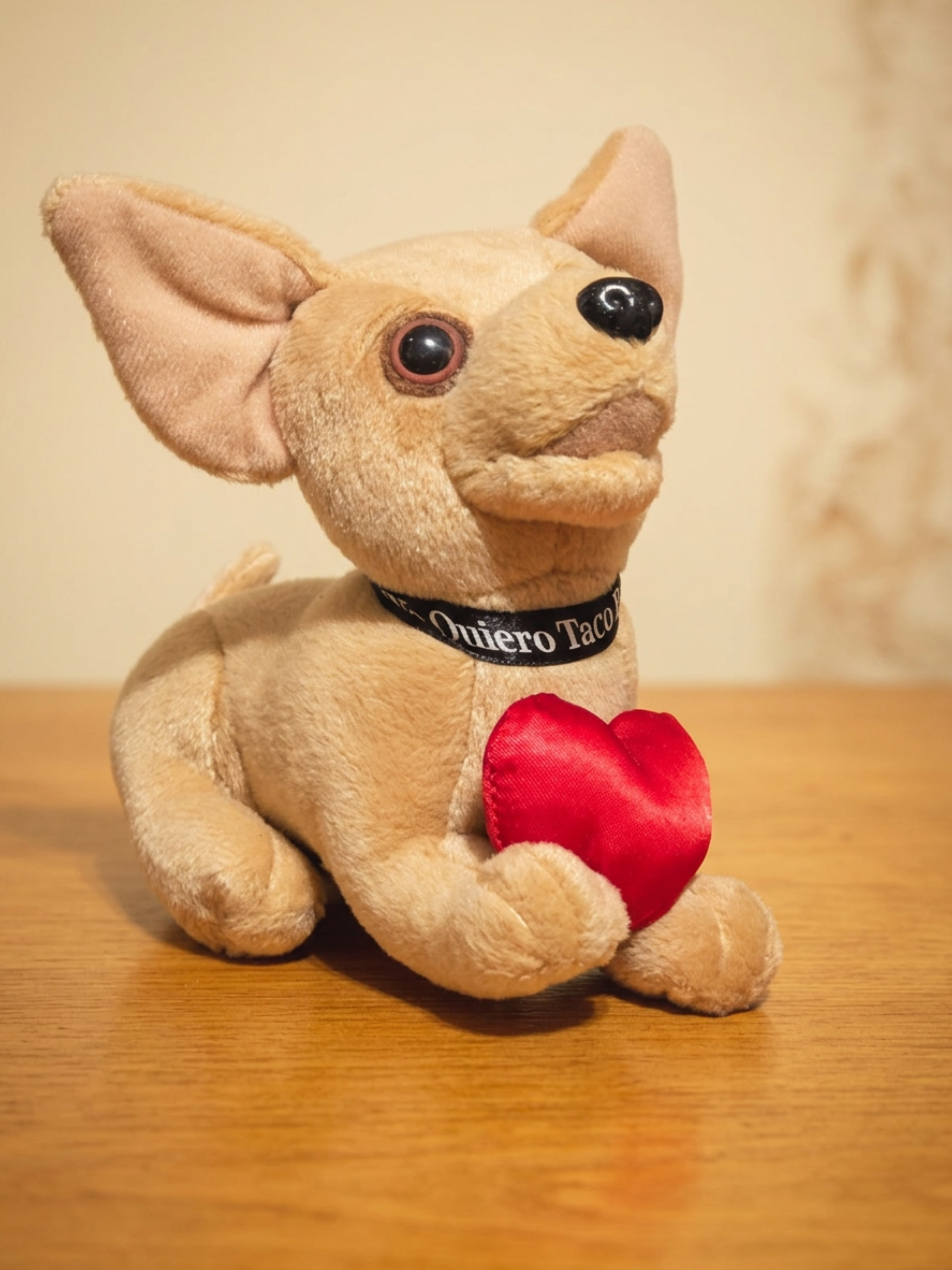 Vintage Taco Bell Chihuahua Plush • Yo Quiero Taco Bell 1990s Advertising Dog with Heart