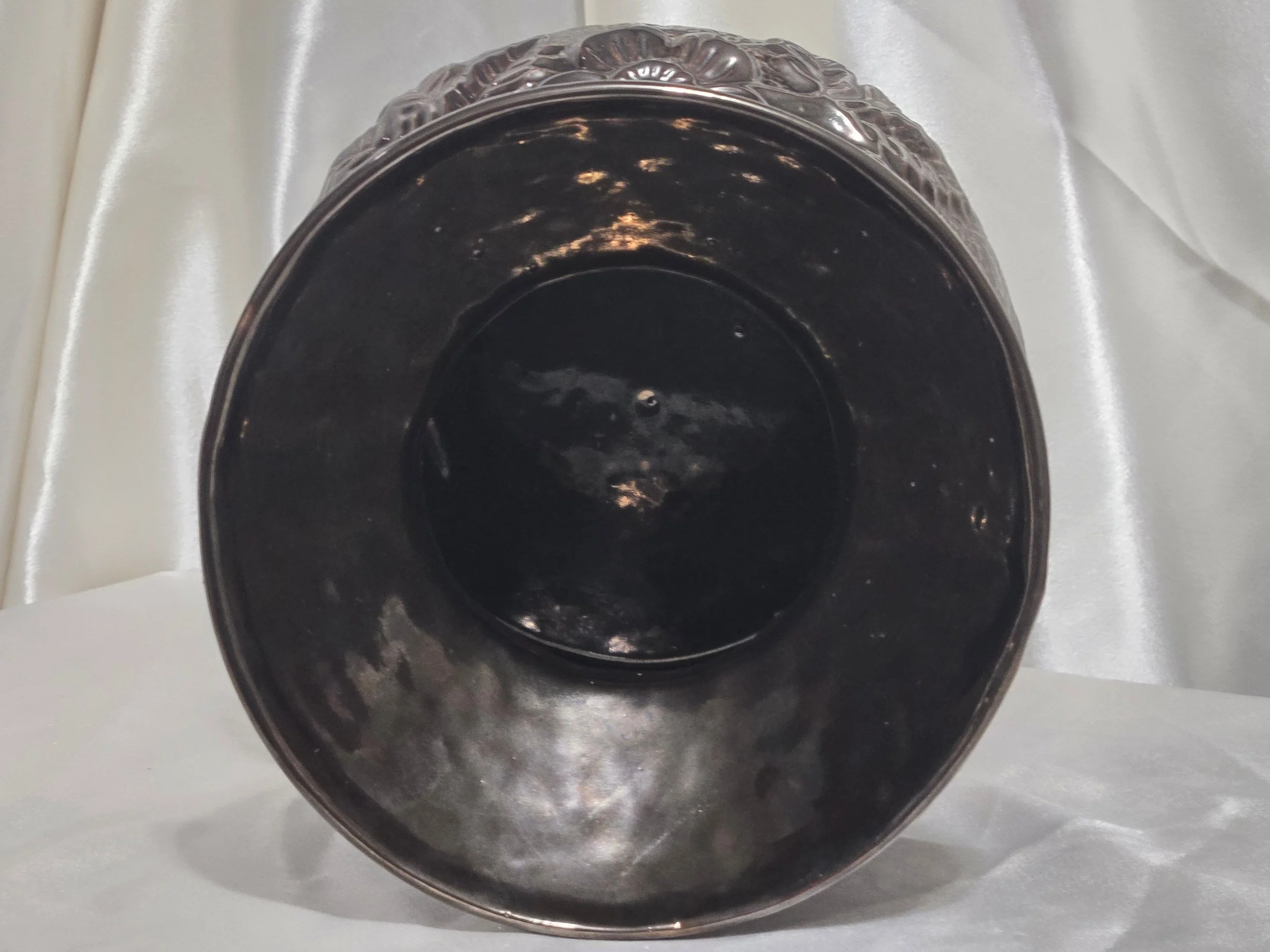 Vintage signed V. Banes art pottery vase with metallic glaze