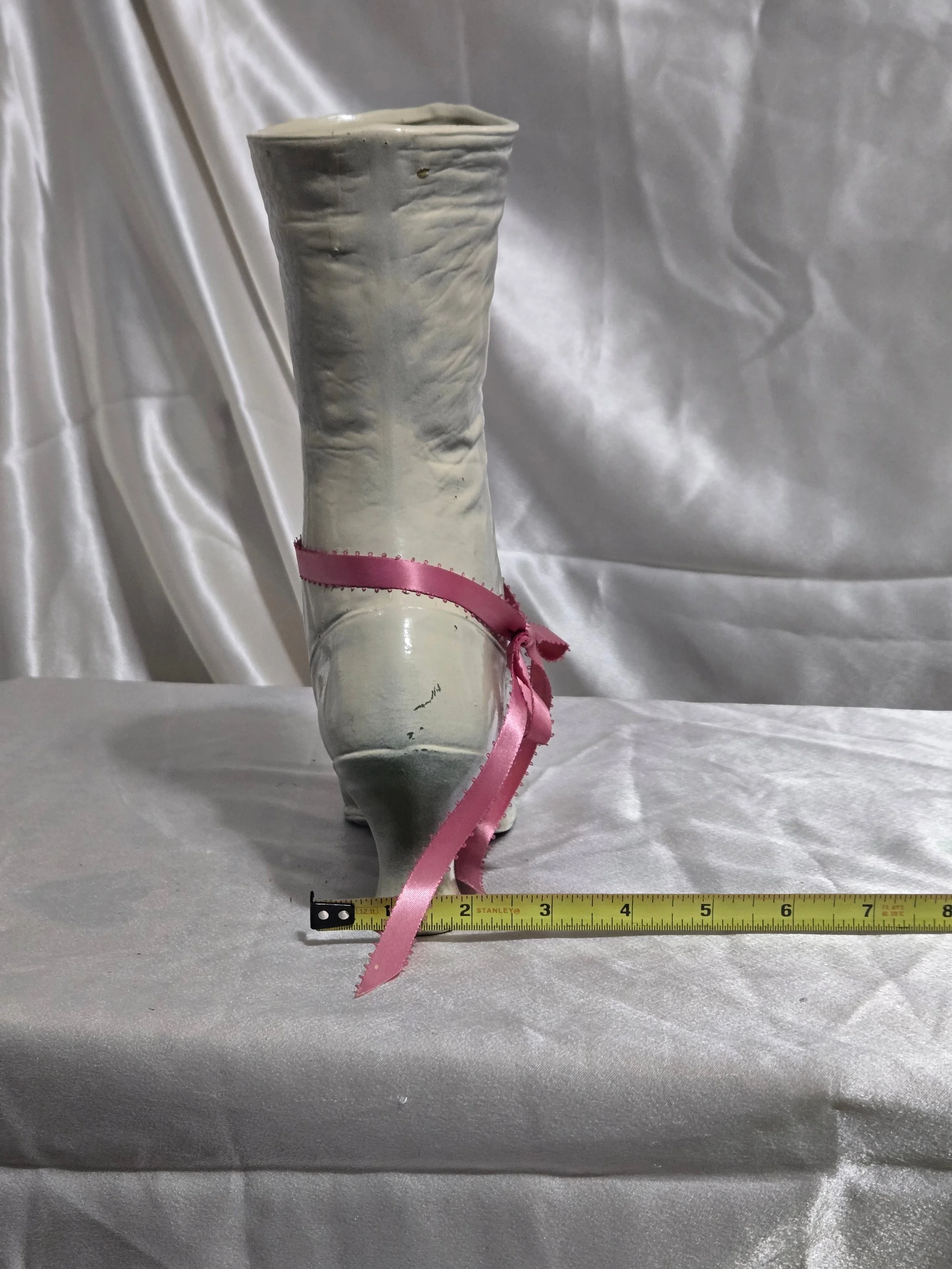 Vintage ceramic Victorian boot, retro collectible home decor