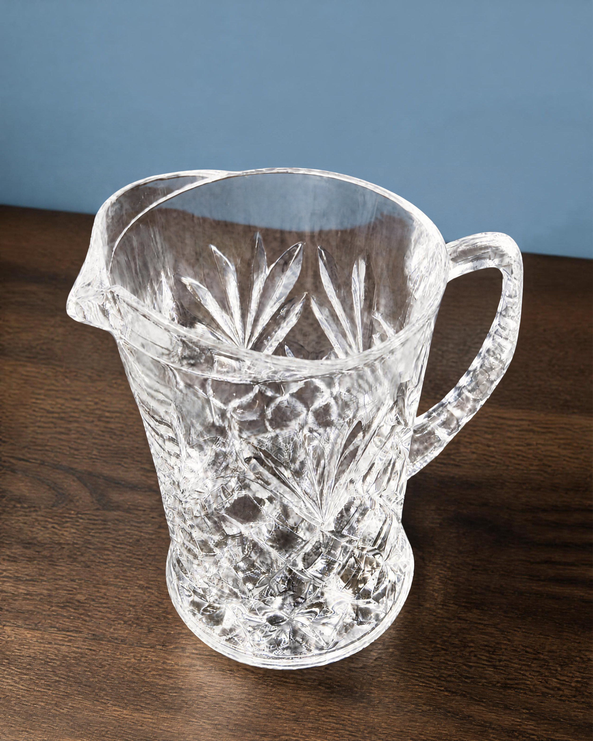 Vintage Anchor Hocking Pineapple Prescut Glass Creamer, Clear Small Pitcher, 1960s Pressed Glass
