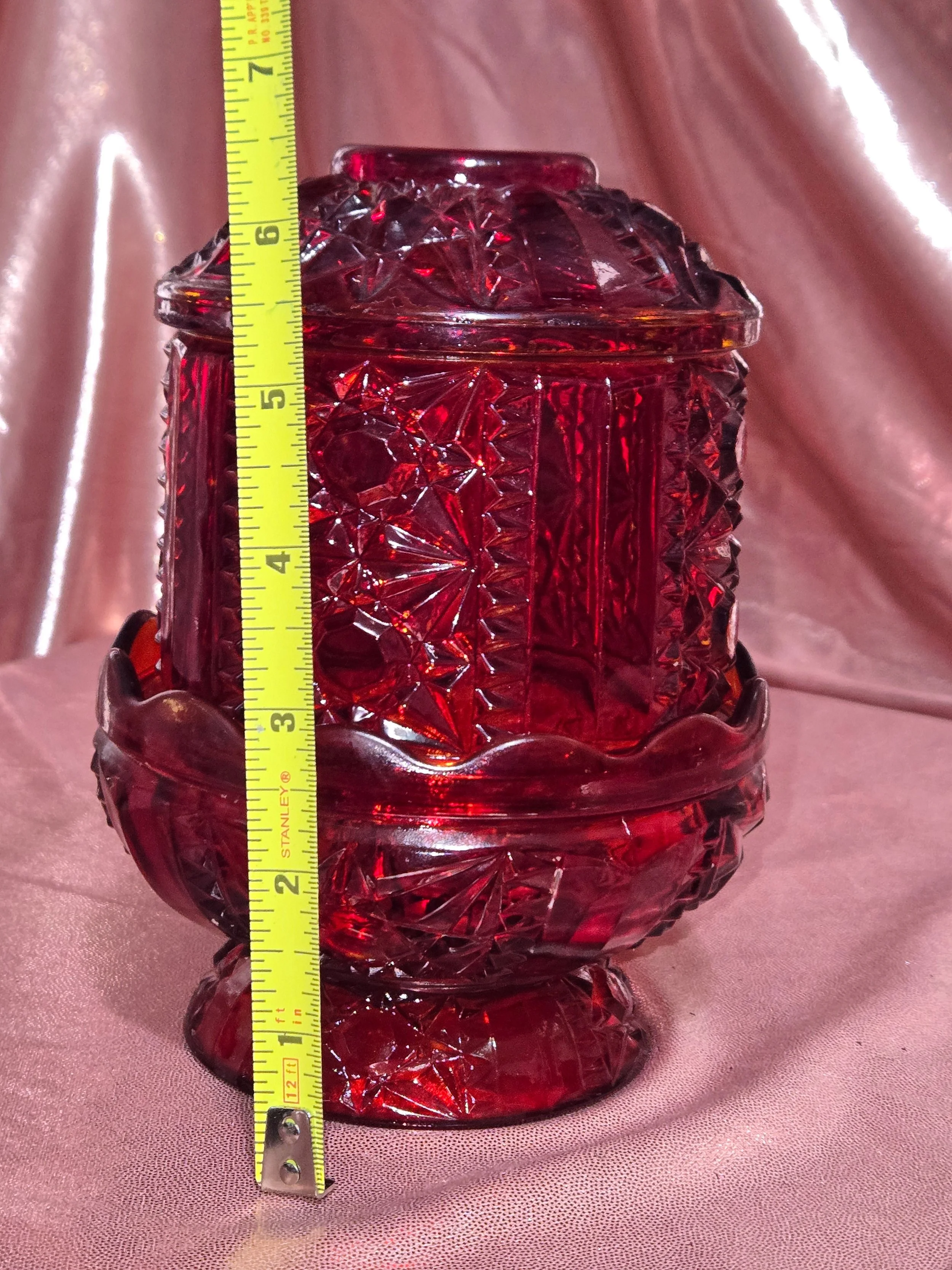 Flash red glass fairy lamp candle holder