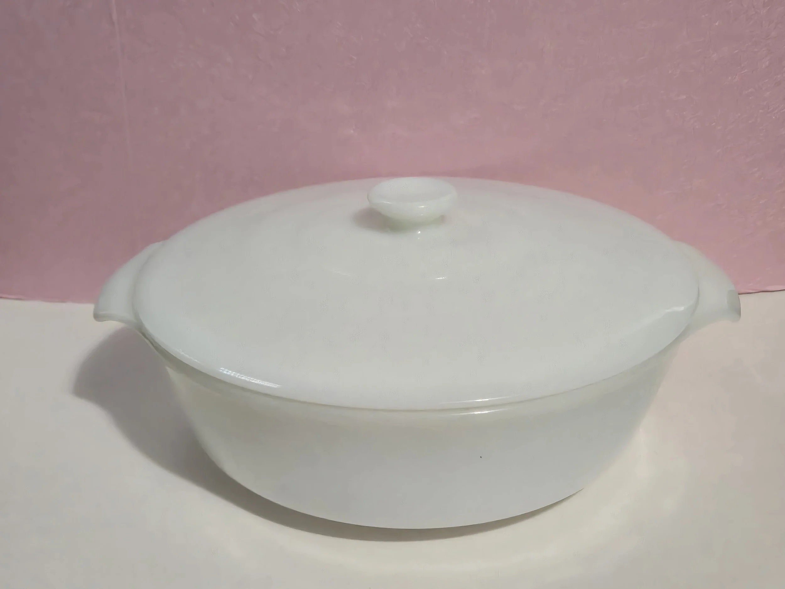 Vintage Fire King Oven Ware Milk Glass Covered Casserole Dish No. 438 with Lid