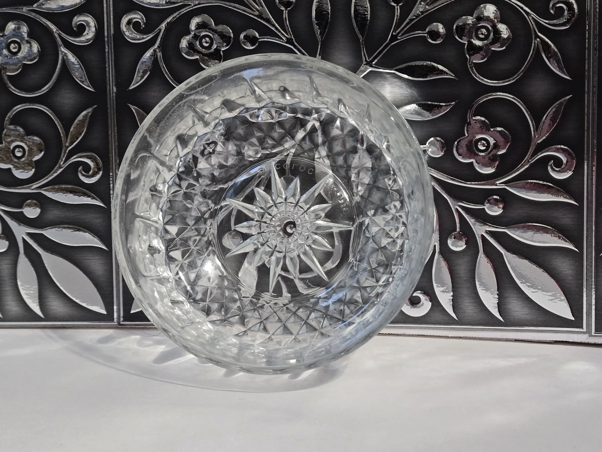 Vintage Arcoroc France Clear Glass Bowl – Diamond Starburst Pattern Candy Dish