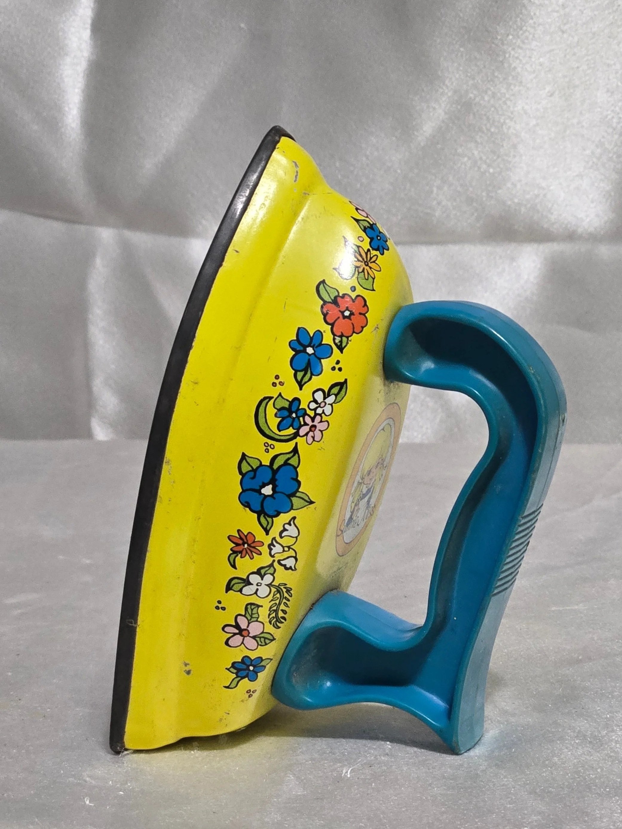 Vintage Ohio Art Sunnie Miss Toy Iron Yellow Floral Tin Litho 1970s