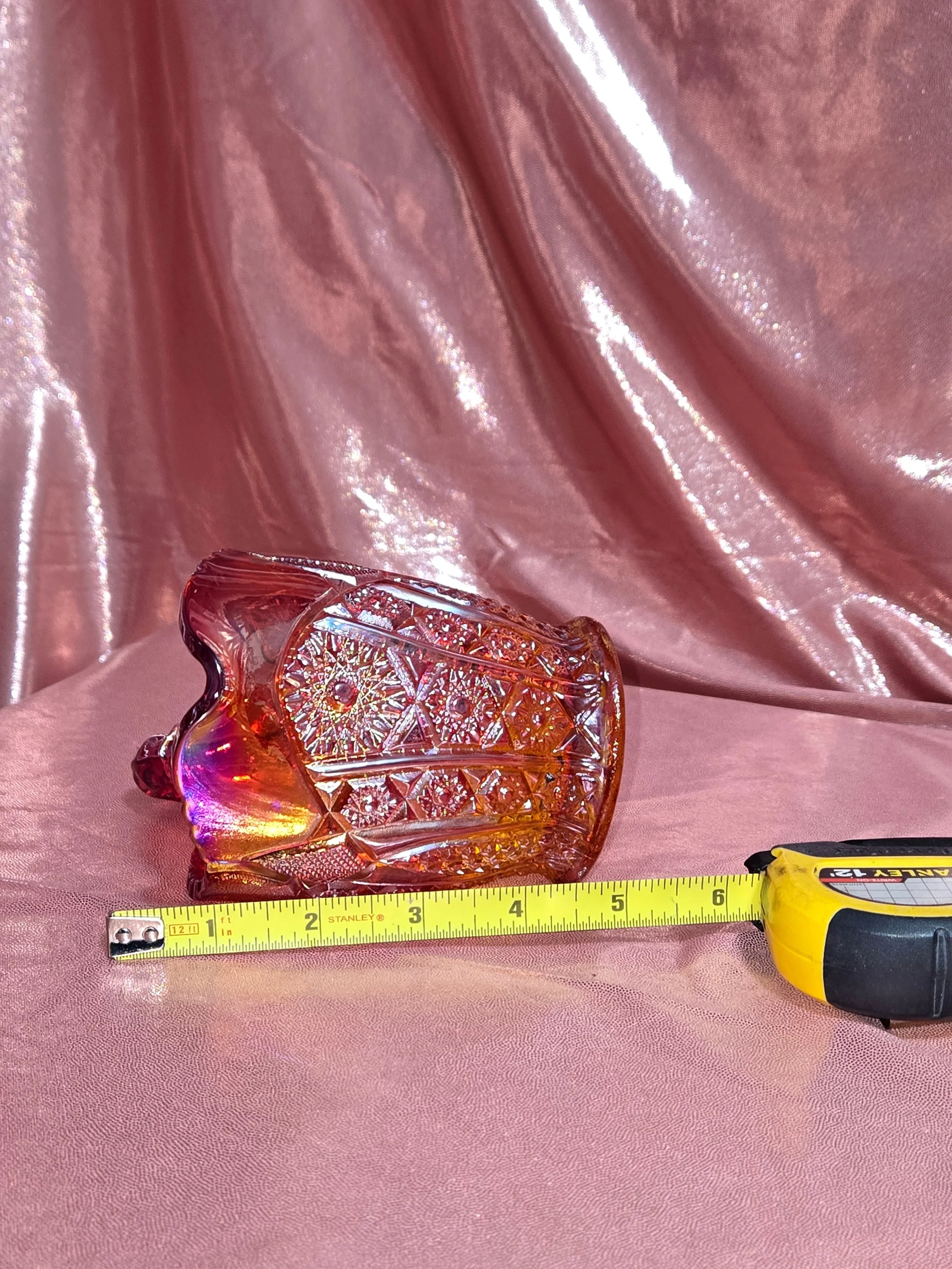 Sunset carnival glass sugar and creamer set