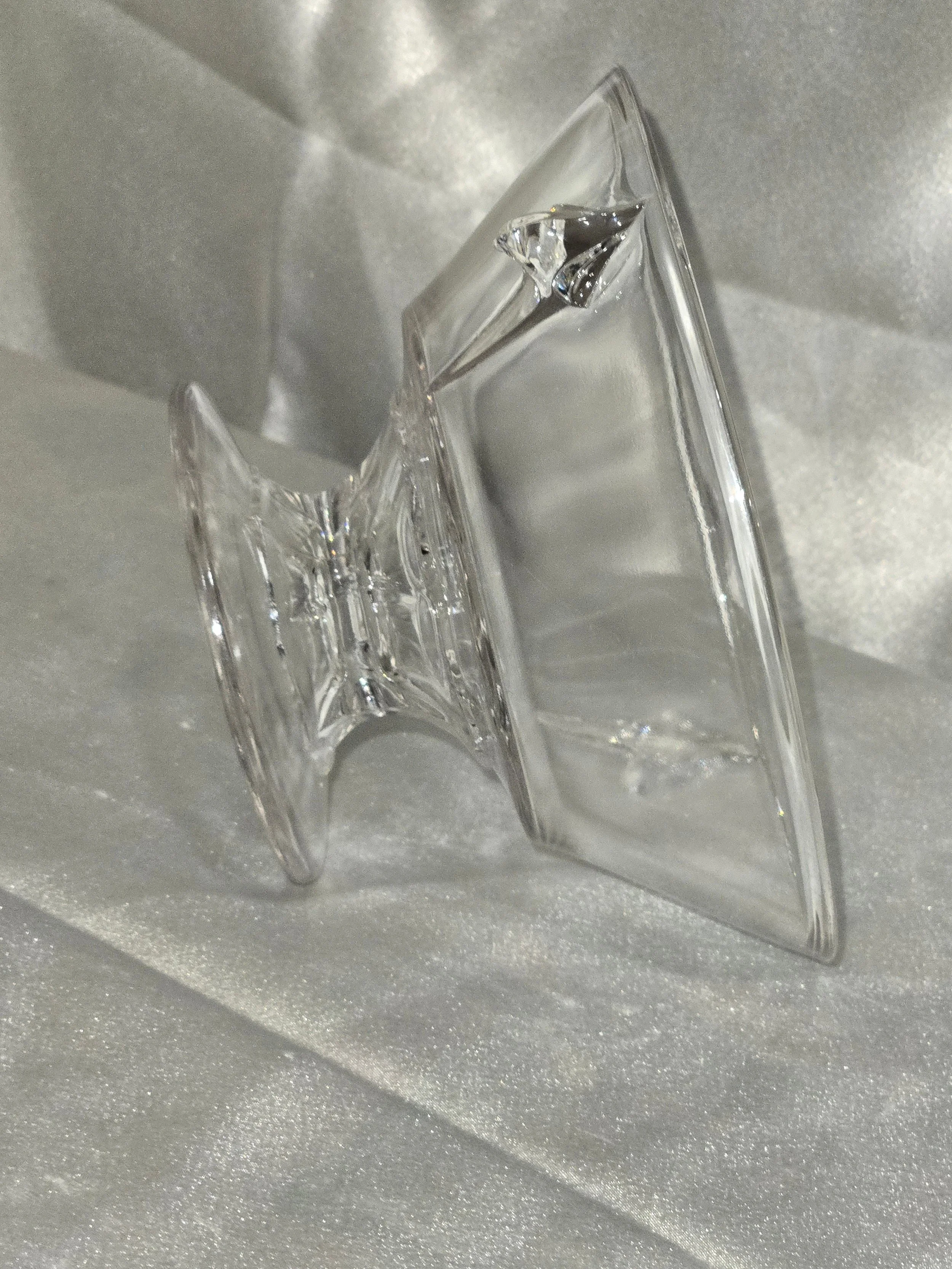 Side view of EAPG pedestal compote showing ear handles and footed base