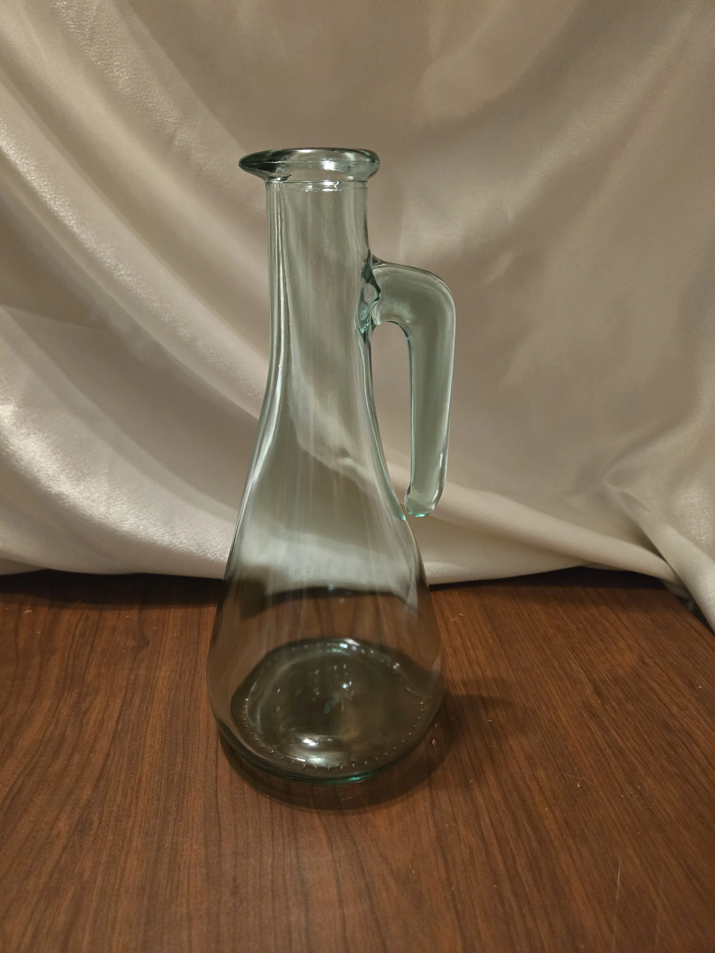 Vintage Italian Hand-Blown Green Glass Cruet Carafe • Vetreria Etrusca Style