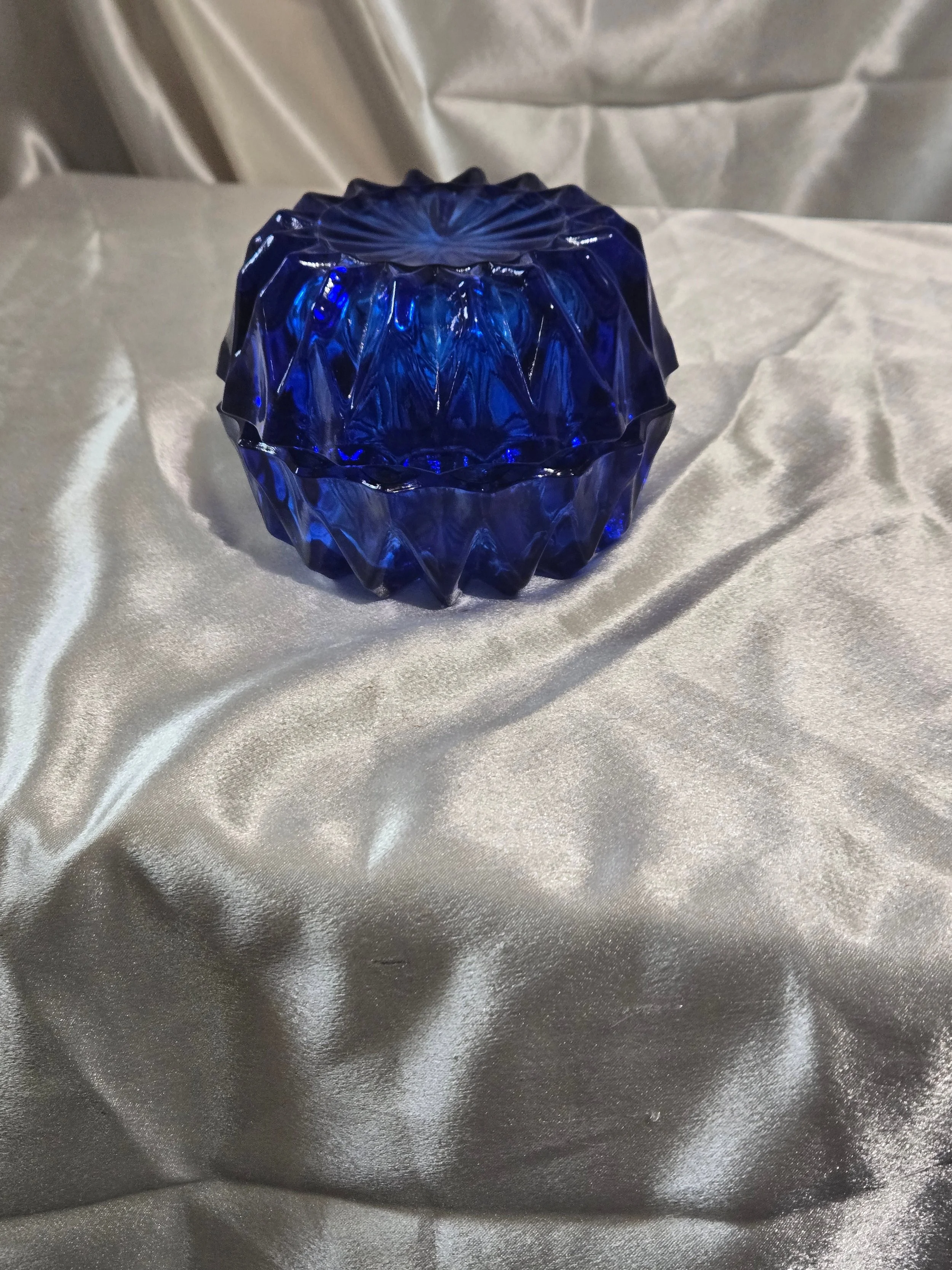 Pair of cobalt blue glass bowls stacked