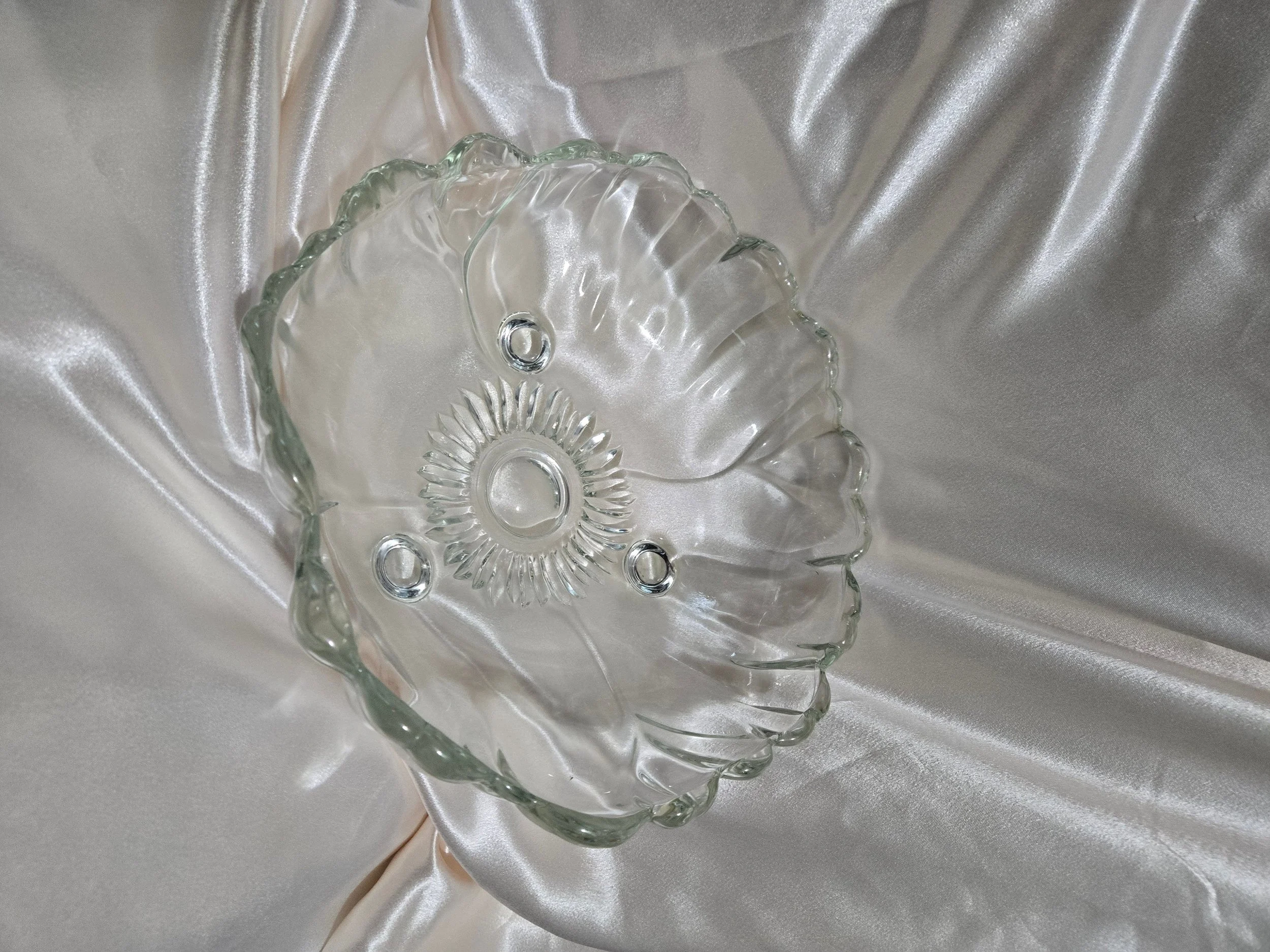 Vintage Indiana Glass Sunflower Footed Bowl – Pressed Floral Glass