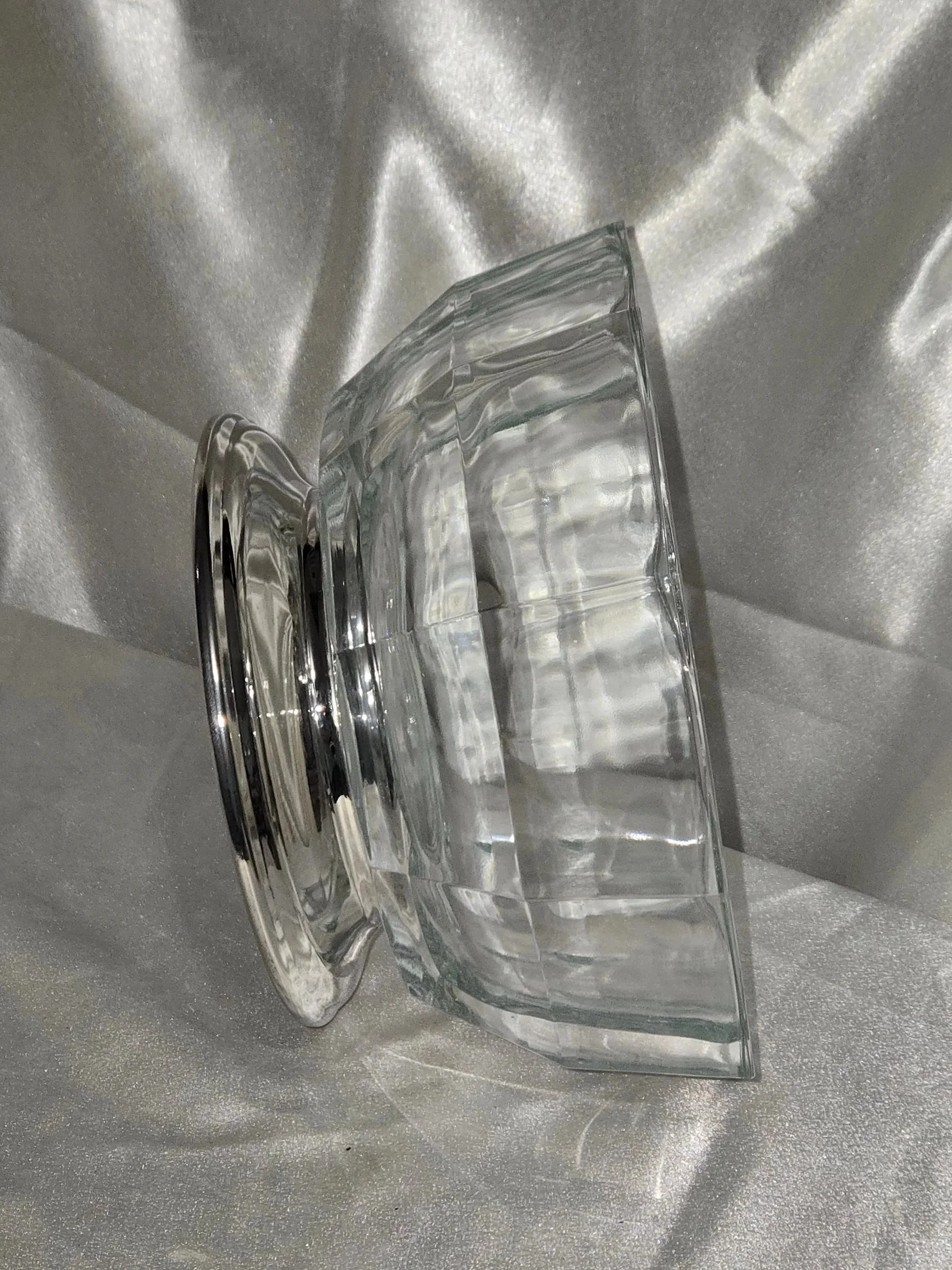 Cut crystal pedestal bowl side view