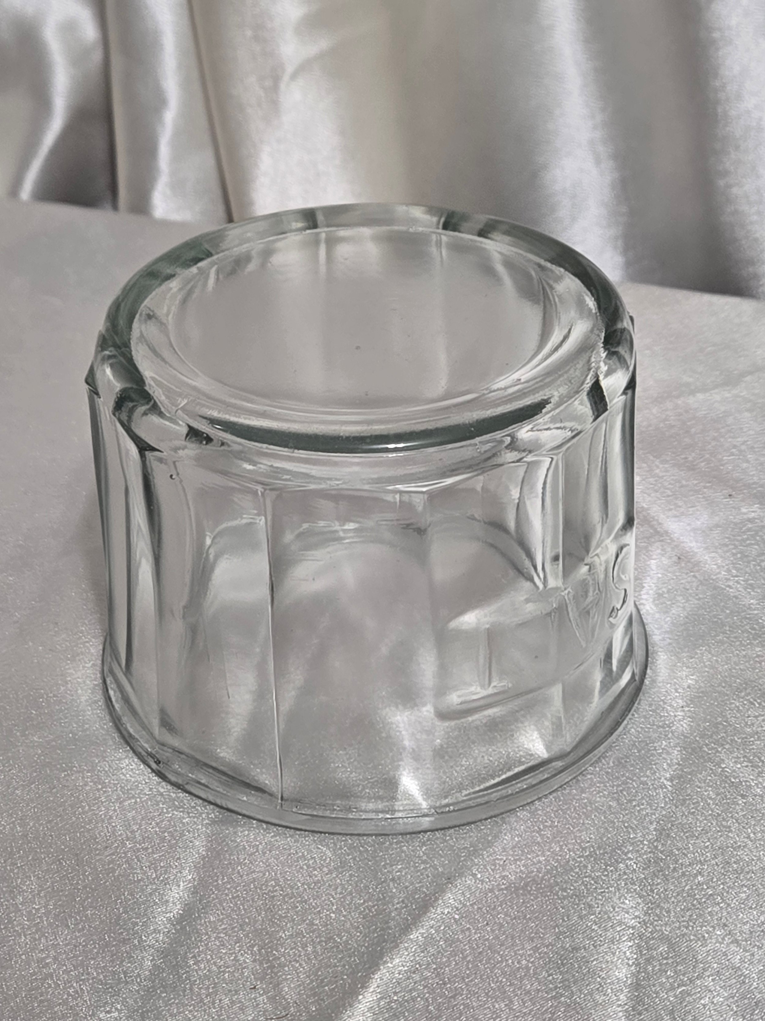 Vintage Embossed Glass Salt Cellar • Paneled Farmhouse Kitchen Decor