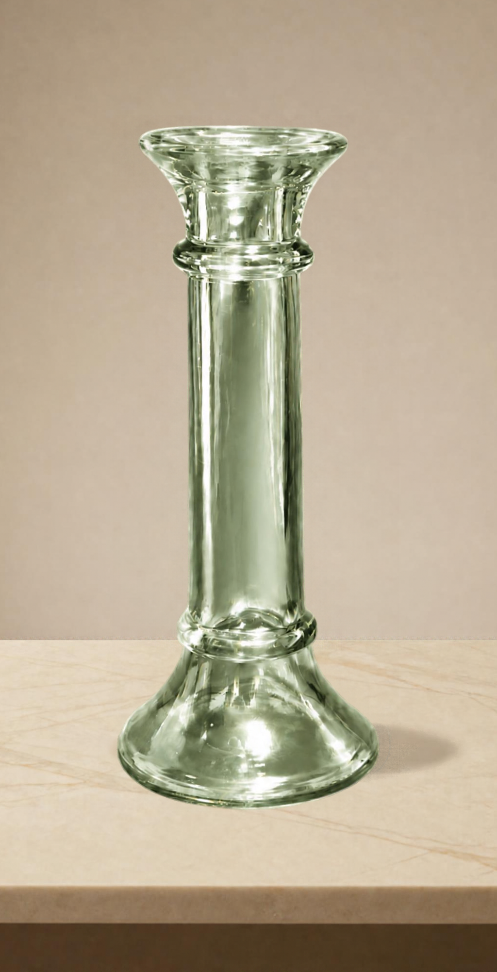 Vintage Green Tint Glass Candlestick Holder 6 Inch Taper Candle Holder