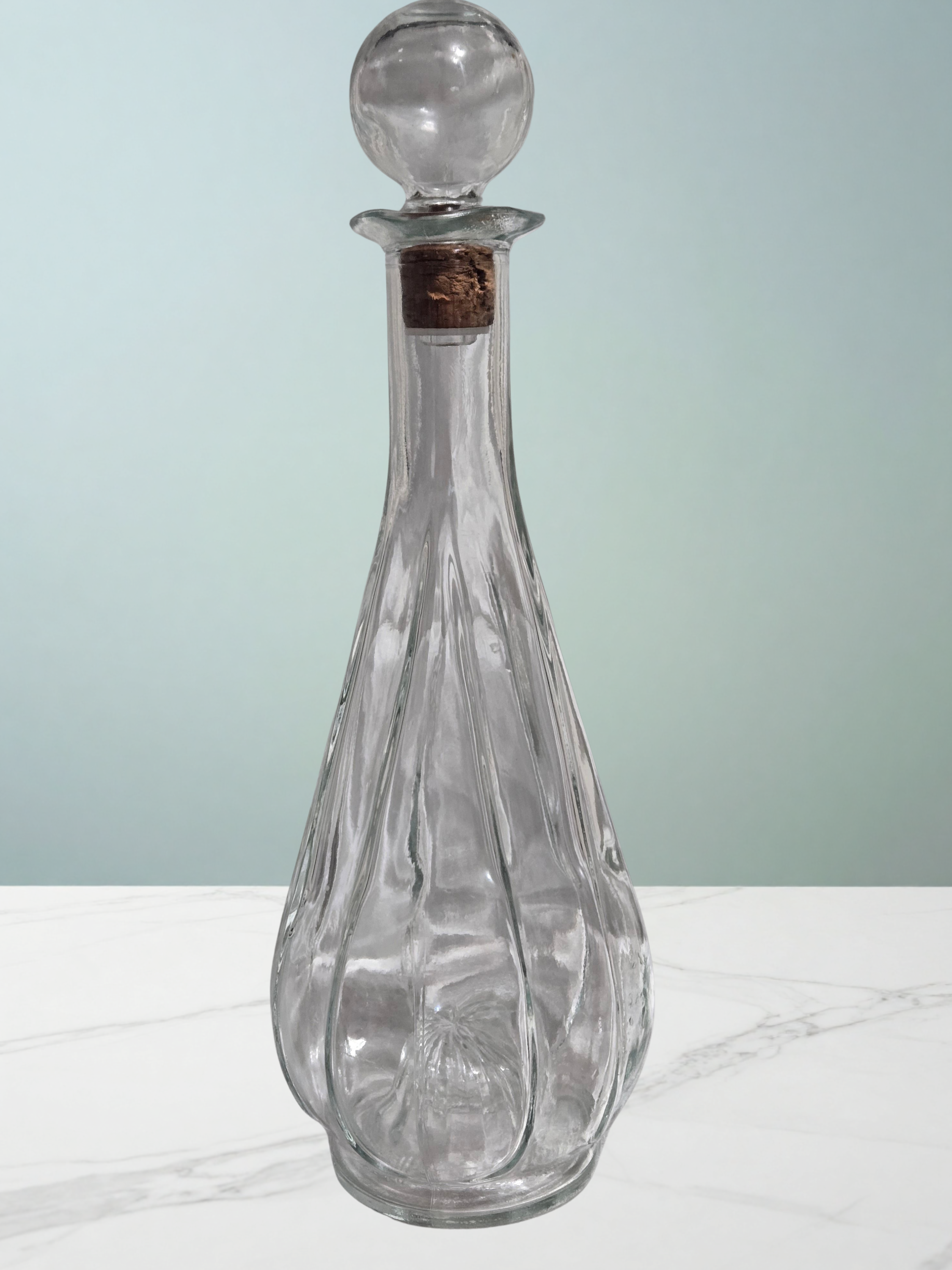 Vintage 1956 Old Taylor Bourbon Presentation Decanter, Clear Glass Whiskey Bottle w Stopper, Mid Century Barware