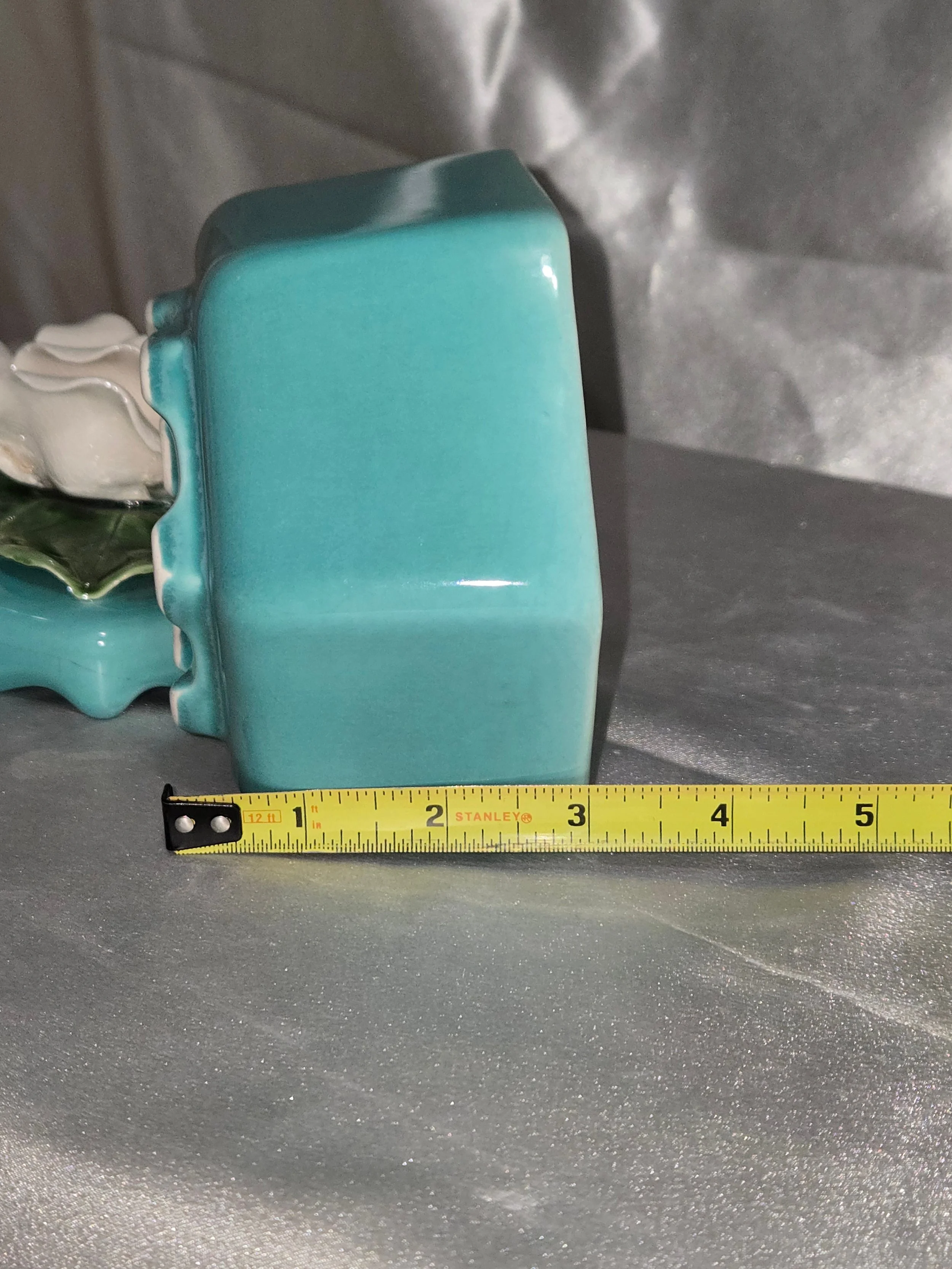 Mid century style floral ceramic box side view