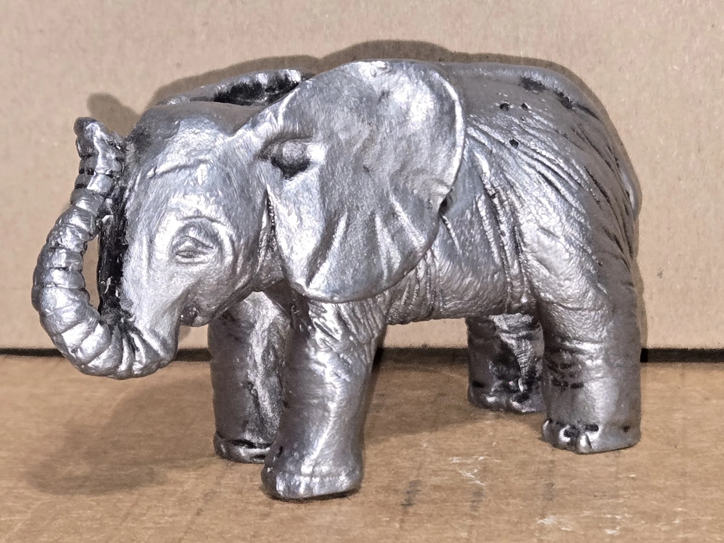 Small Silver Elephant Figurine Trunk Up Good Luck Decor 2 Inch