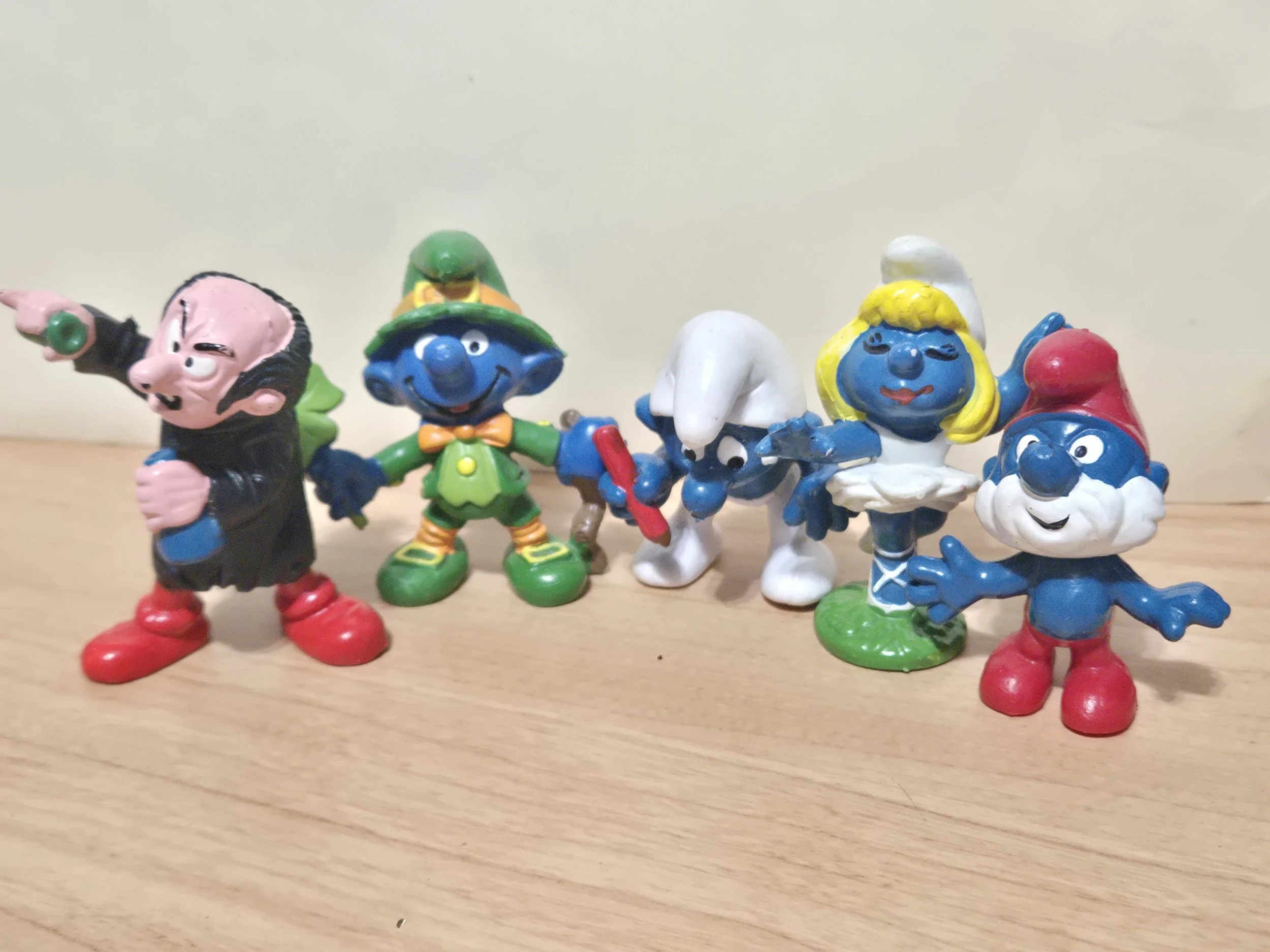 Vintage Smurf & Gargamel Figurine Lot, 1980s Peyo Wallace Berrie Smurfs, Leprechaun Smurf