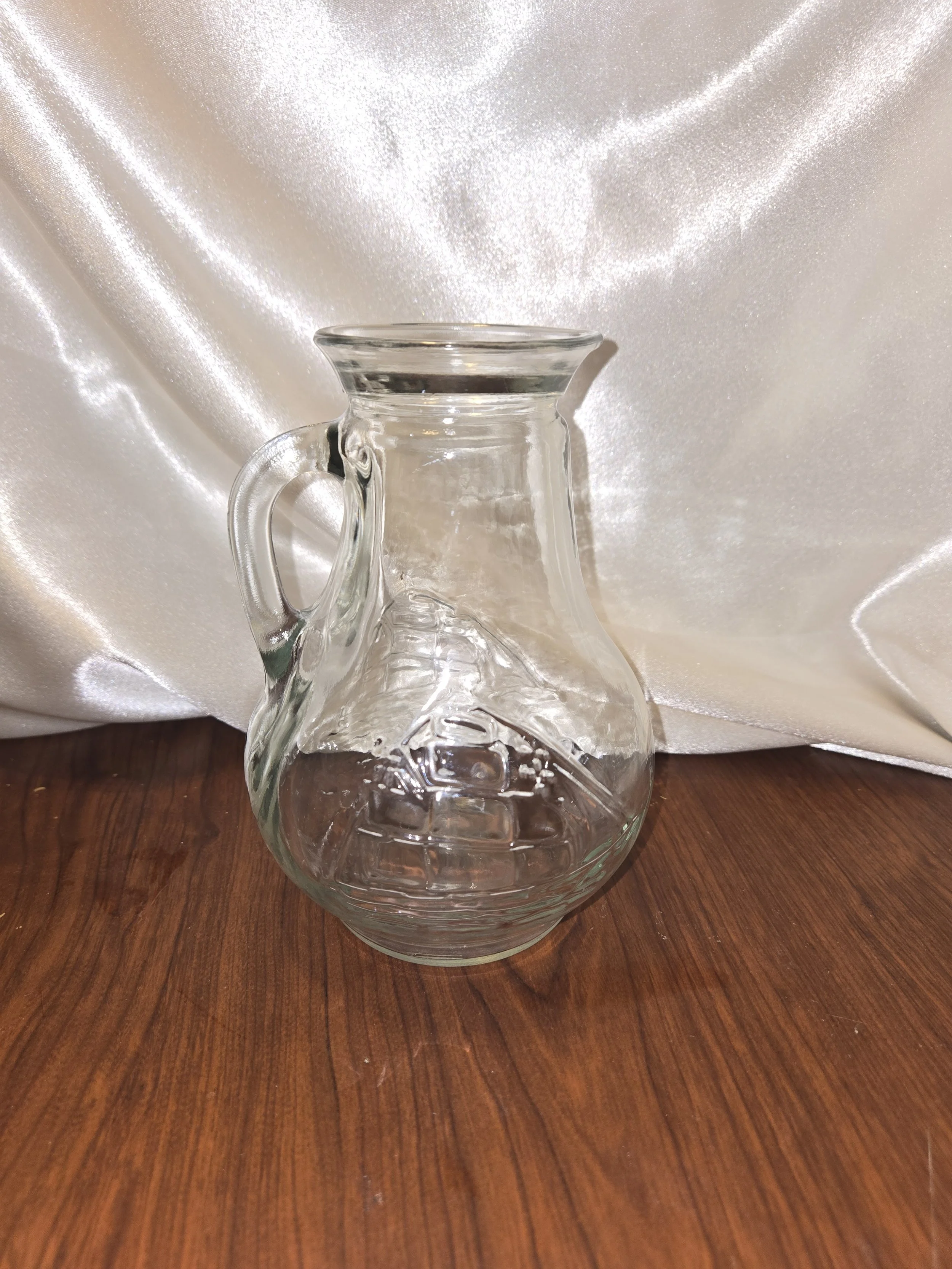 Vintage Clipper Ship Glass Pitcher • Embossed Nautical Creamer • Mid Century Coastal Decor