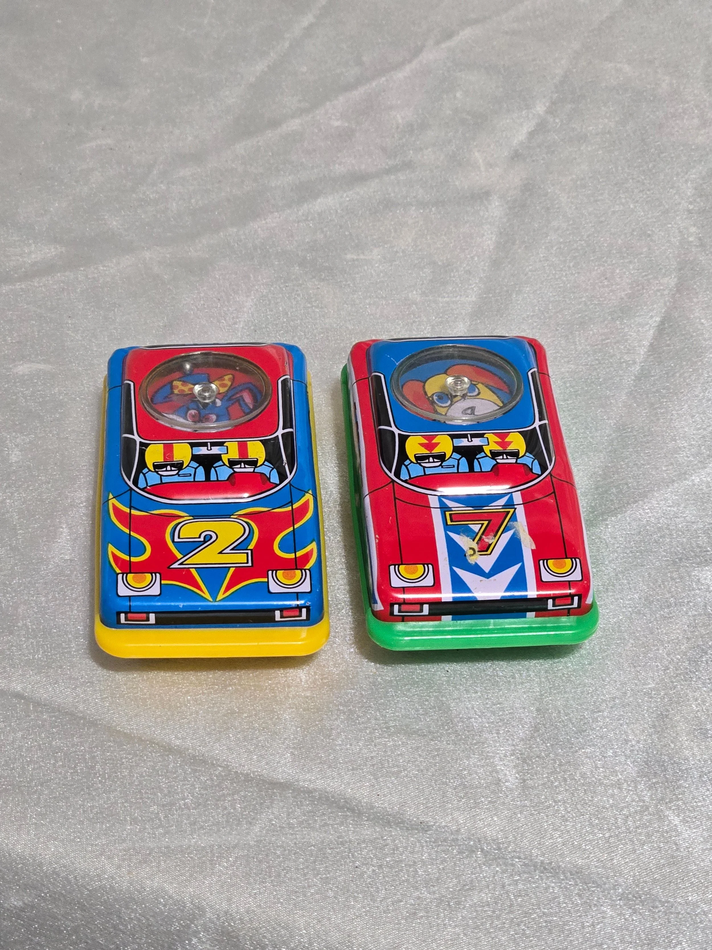 Vintage Tin Friction Toy Cars Pair Jimmy Toys Japan 1960s Racing Cars