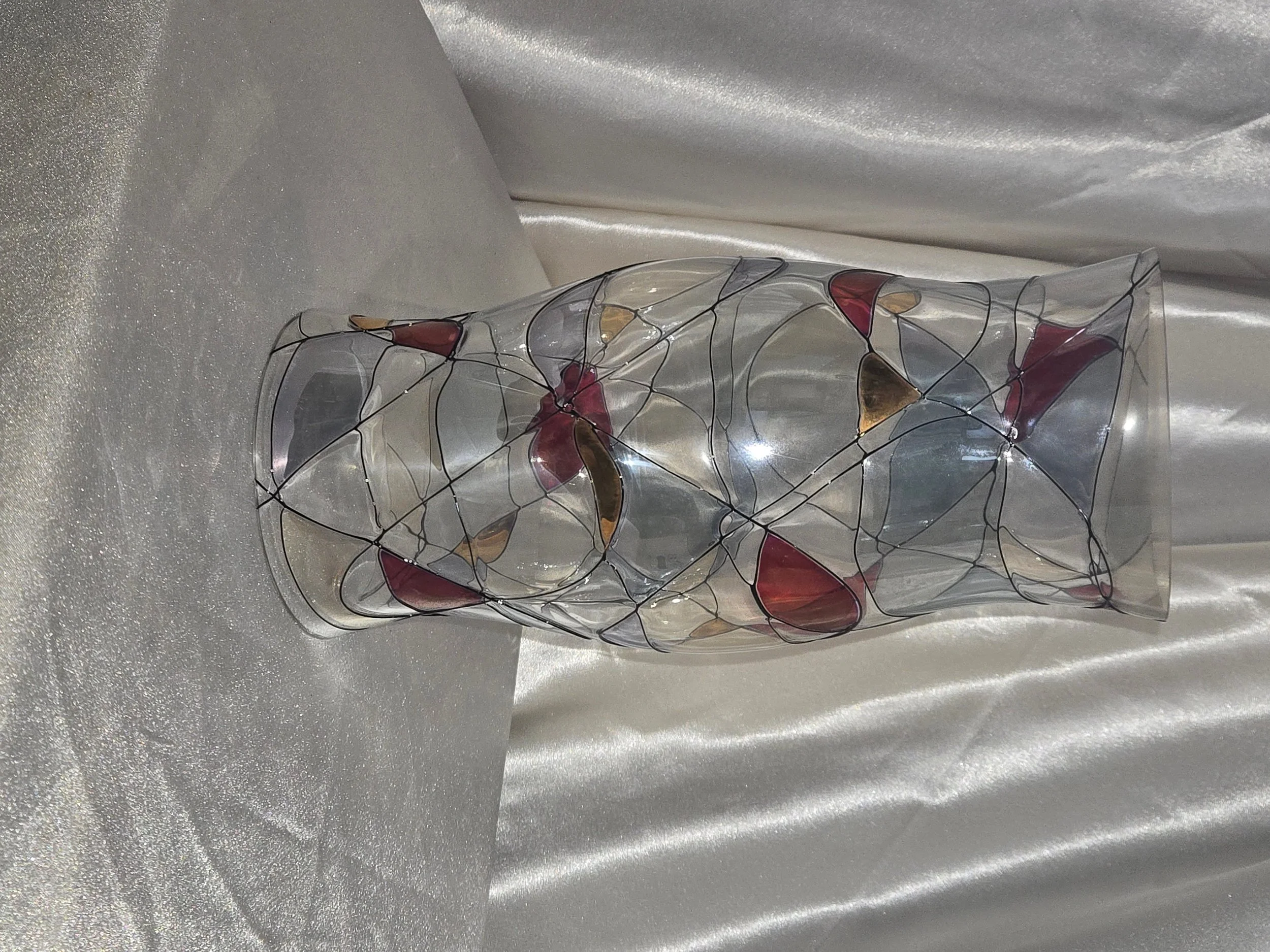 Hand painted glass hurricane candle sleeve abstract design