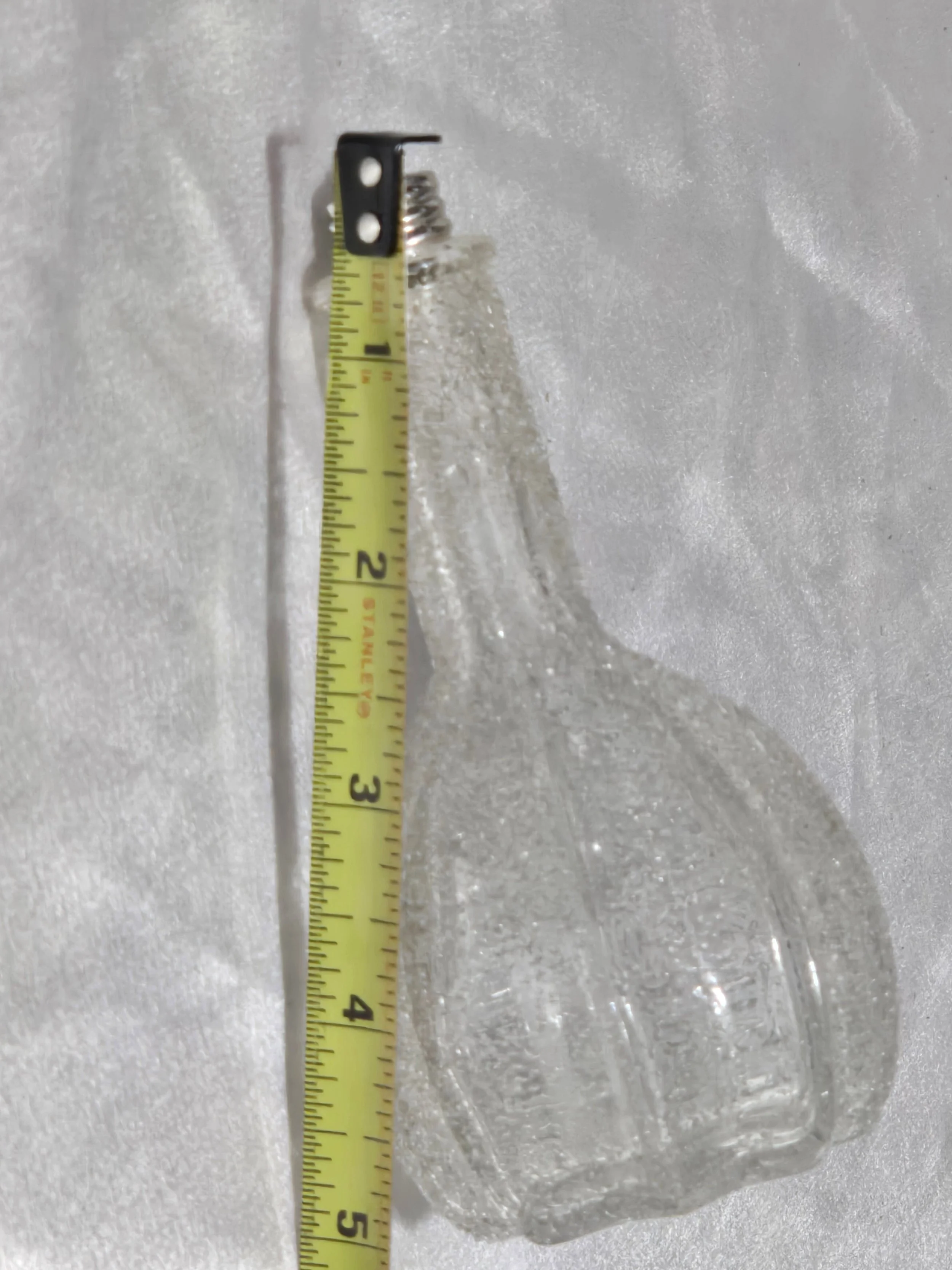 Vintage clear crackle glass vanity bottle with ribbed base and silver collar