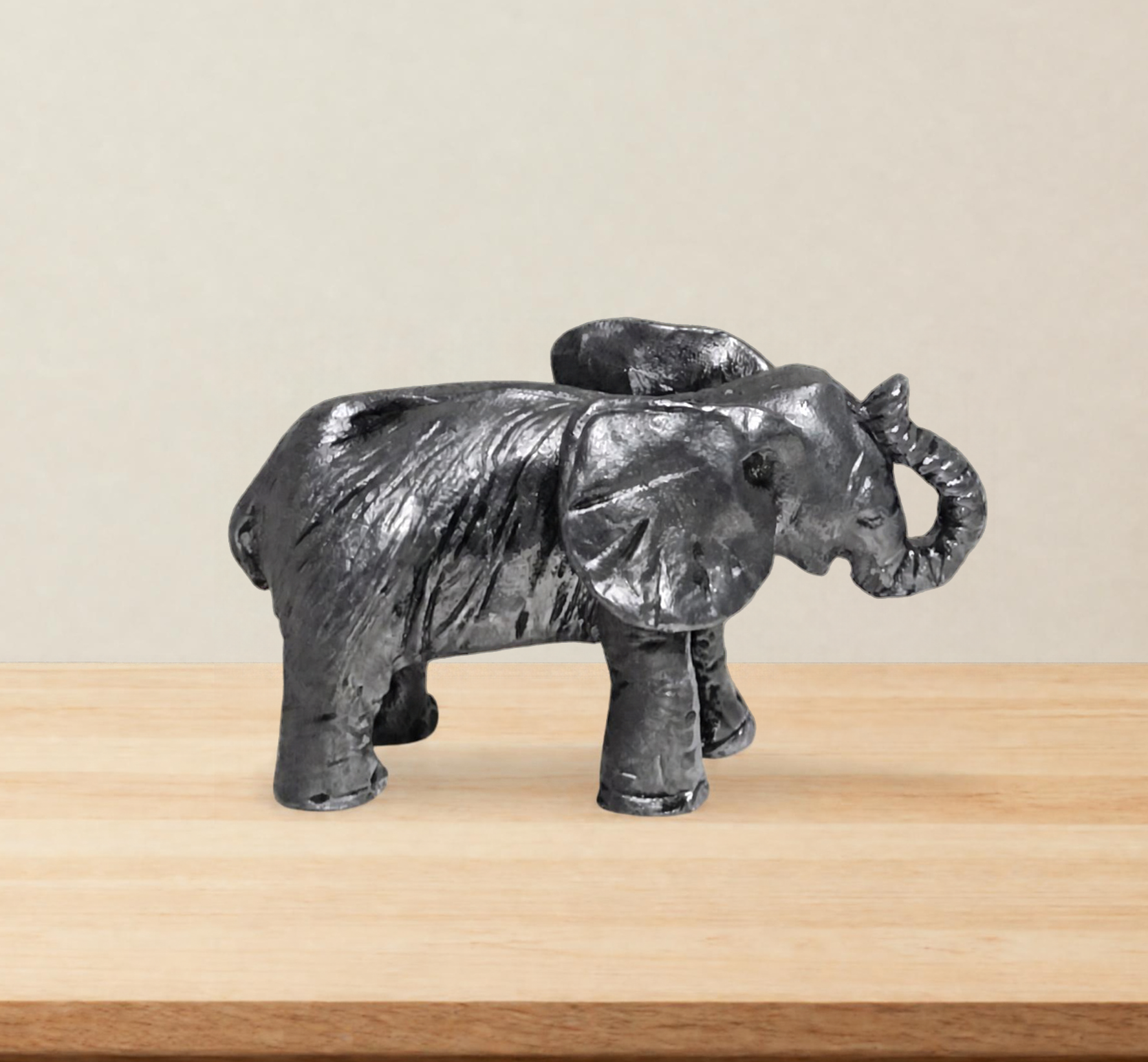Vintage Miniature Metal Elephant Figurine, Trunk Up Good Luck Statue, Small Animal Collectible