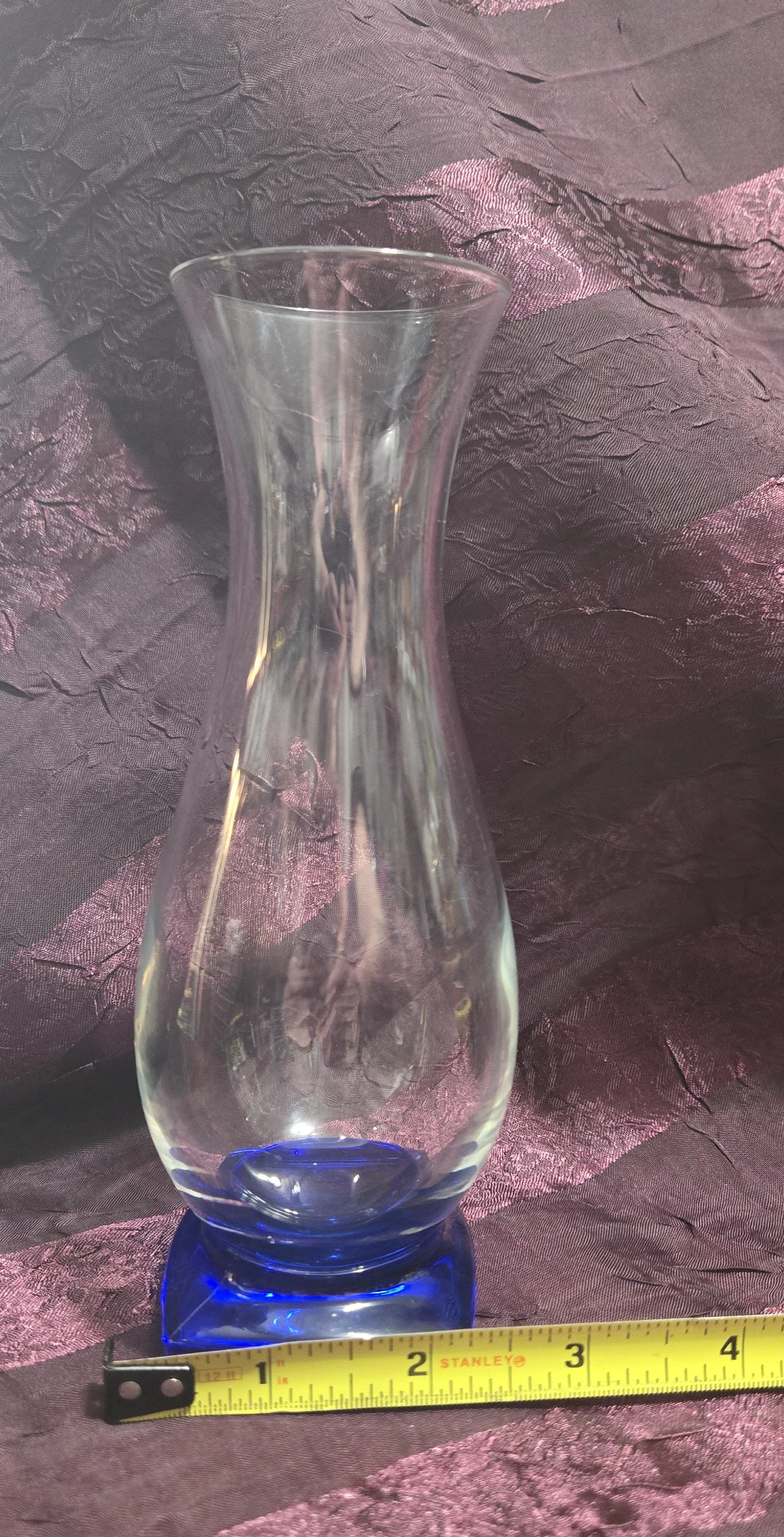 Vintage Bormioli Rocco Ibisco Vase • Hourglass Glass, Cobalt Blue Base • Made in Italy