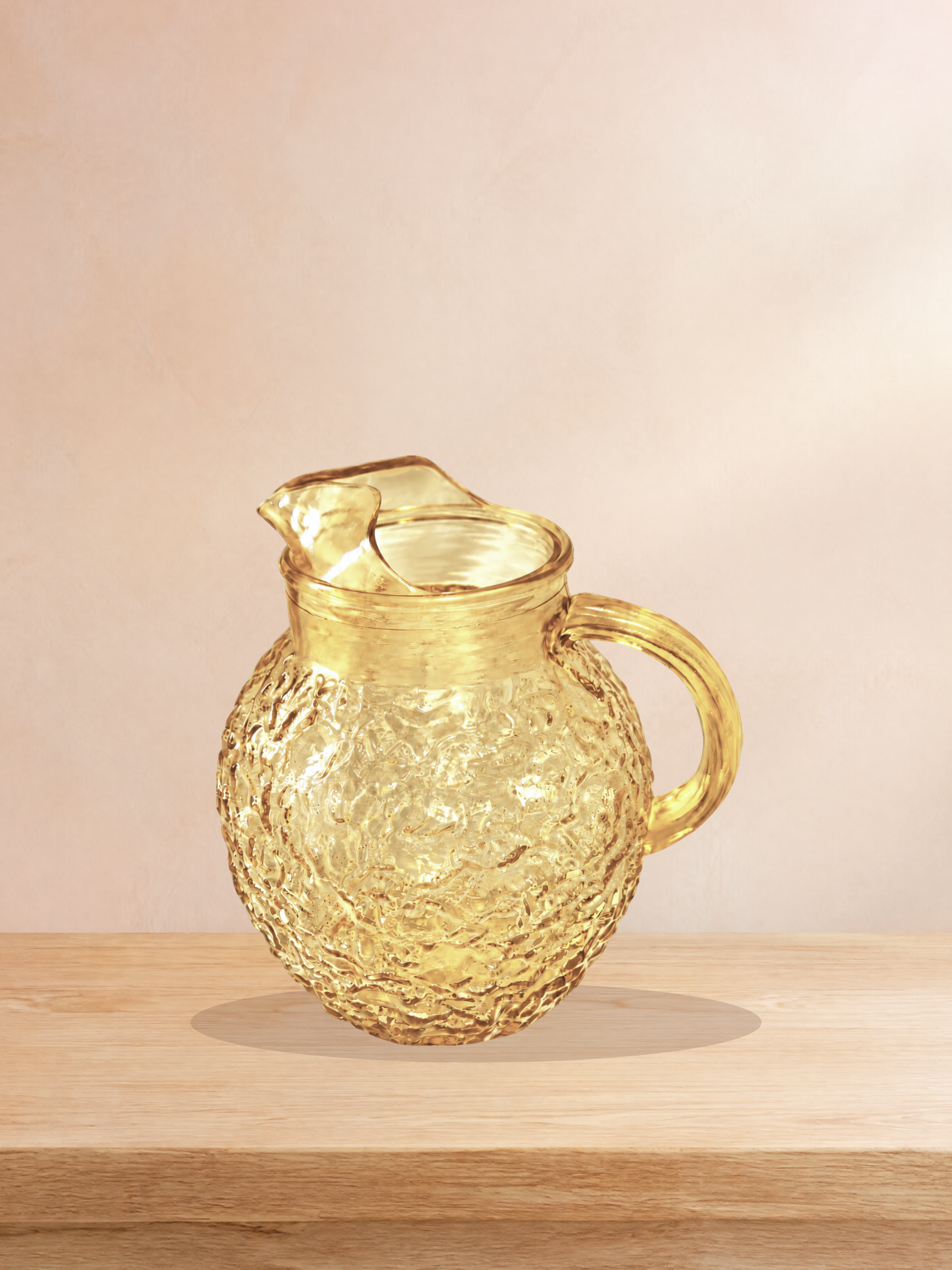 Vintage Anchor Hocking Lido Milano Amber Crinkle Glass Pitcher | Mid Century Barware