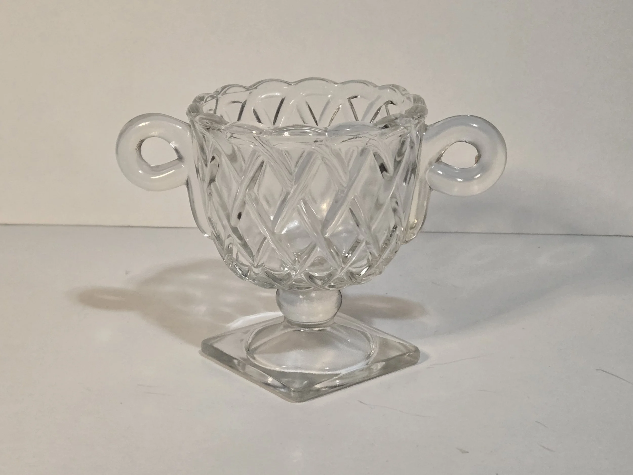 Vintage Indiana Glass Pretzel No. 622 Sugar Bowl • Clear Pressed Glass Footed Dish