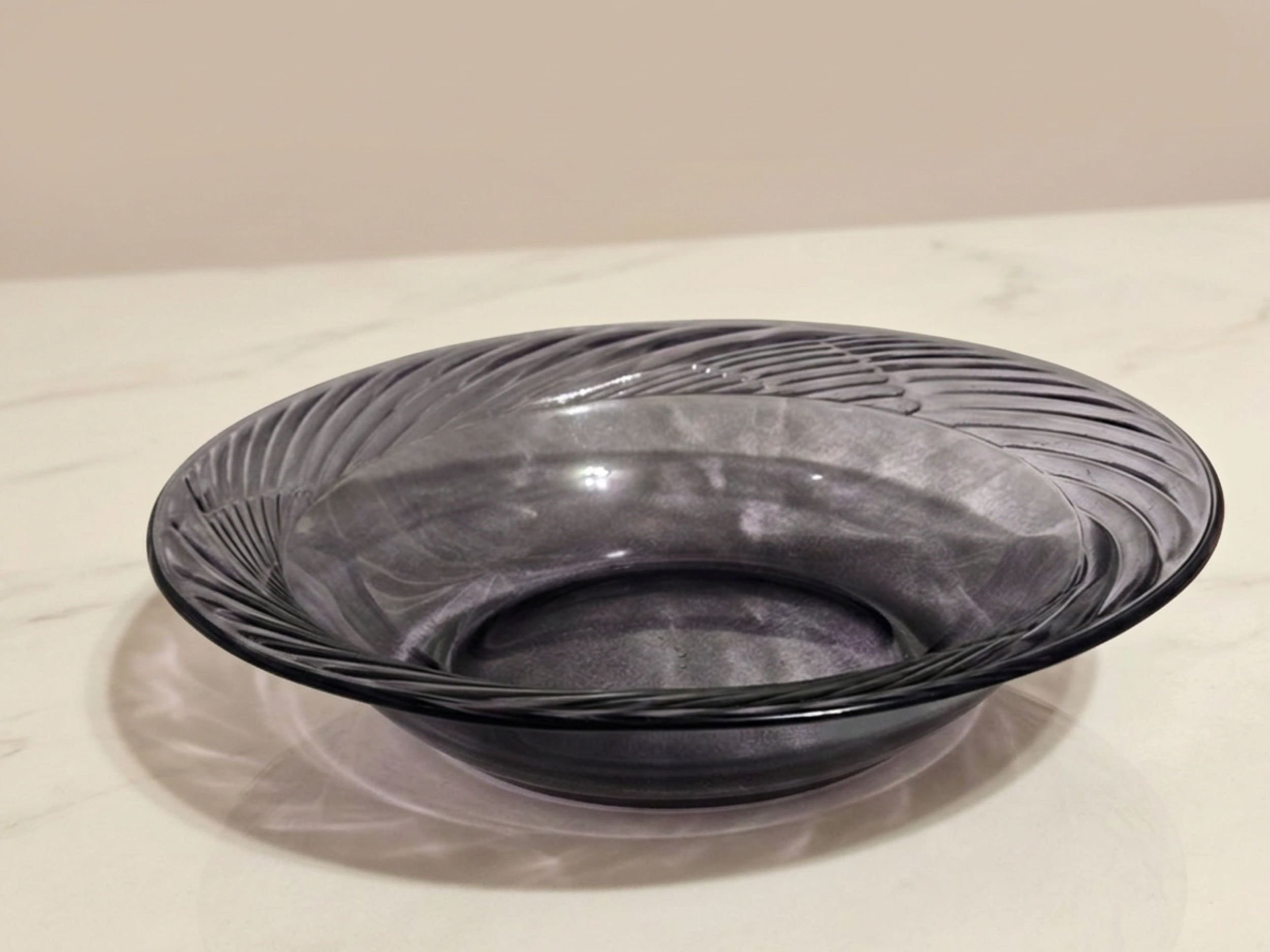 Vintage Pyrex Simple Elegance Amethyst Bowl • Purple Waves Glass Serving Bowl • Corning USA