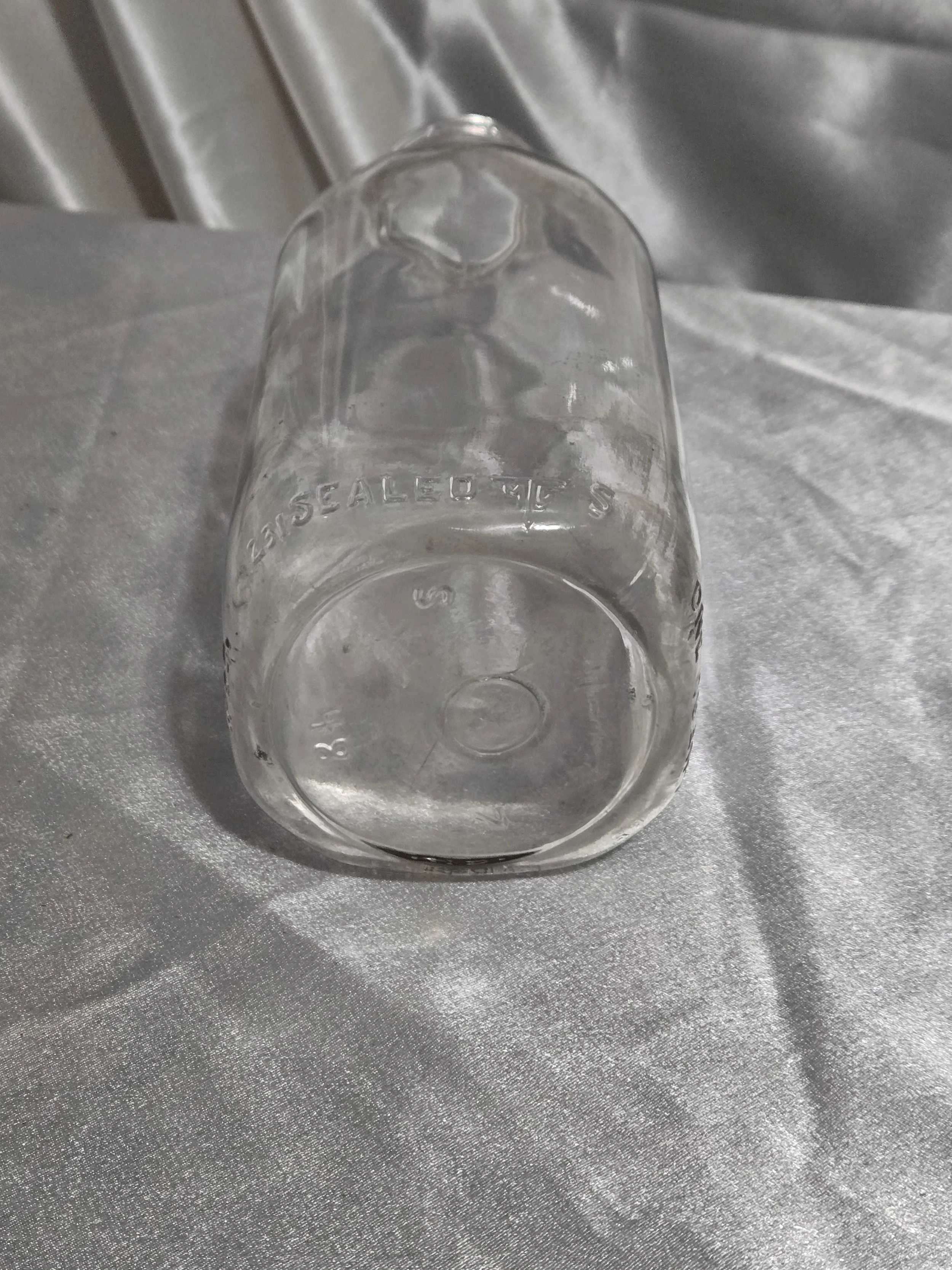Midcentury glass milk bottle, retro display collectible