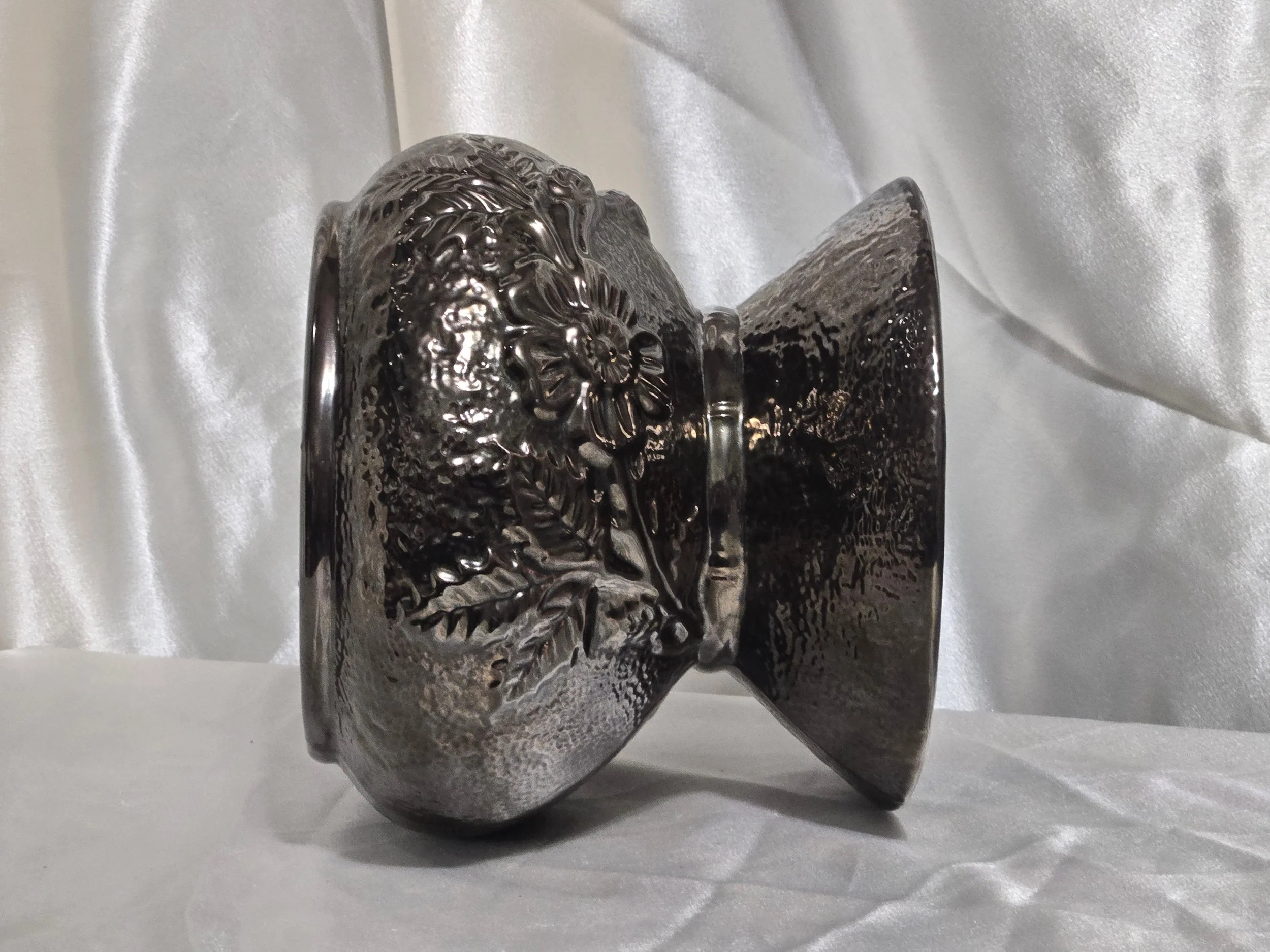 Vintage signed V. Banes art pottery vase with metallic glaze