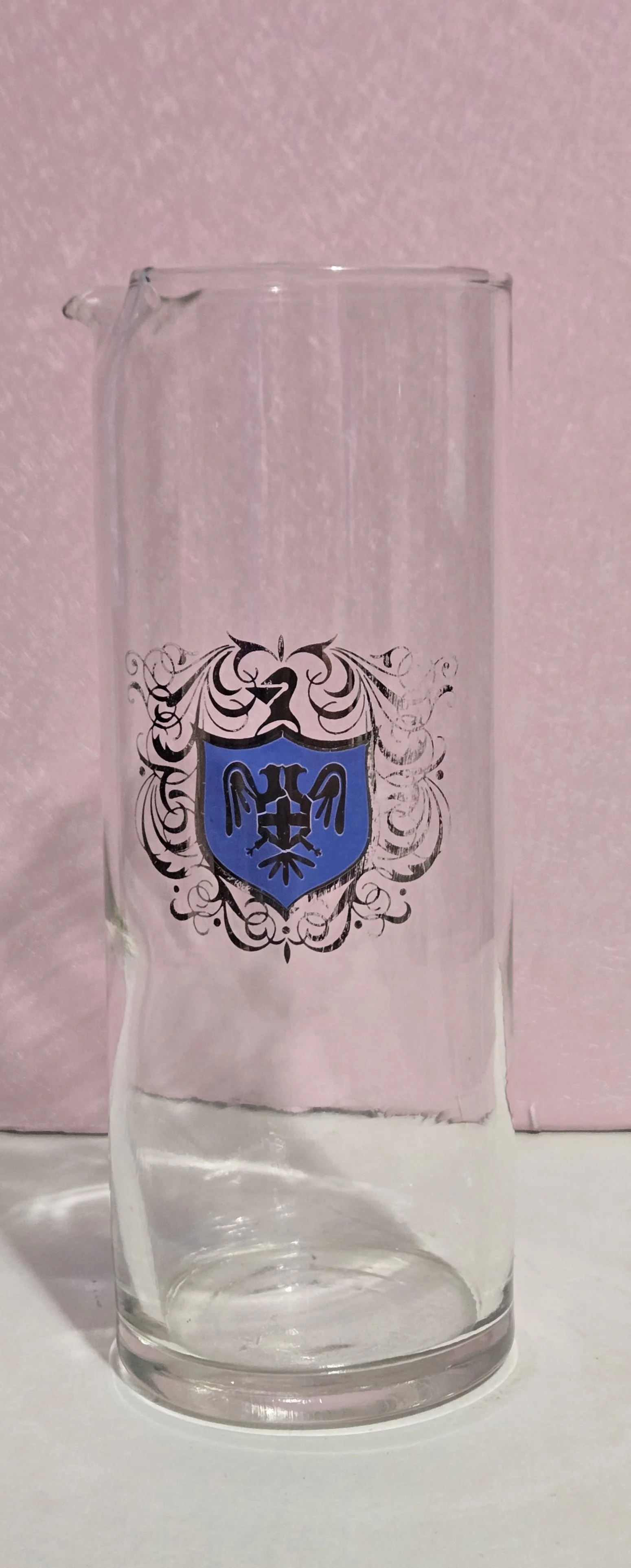 Vintage Löwenbräu München Beer Pitcher Carafe Blue Crest Glass Barware