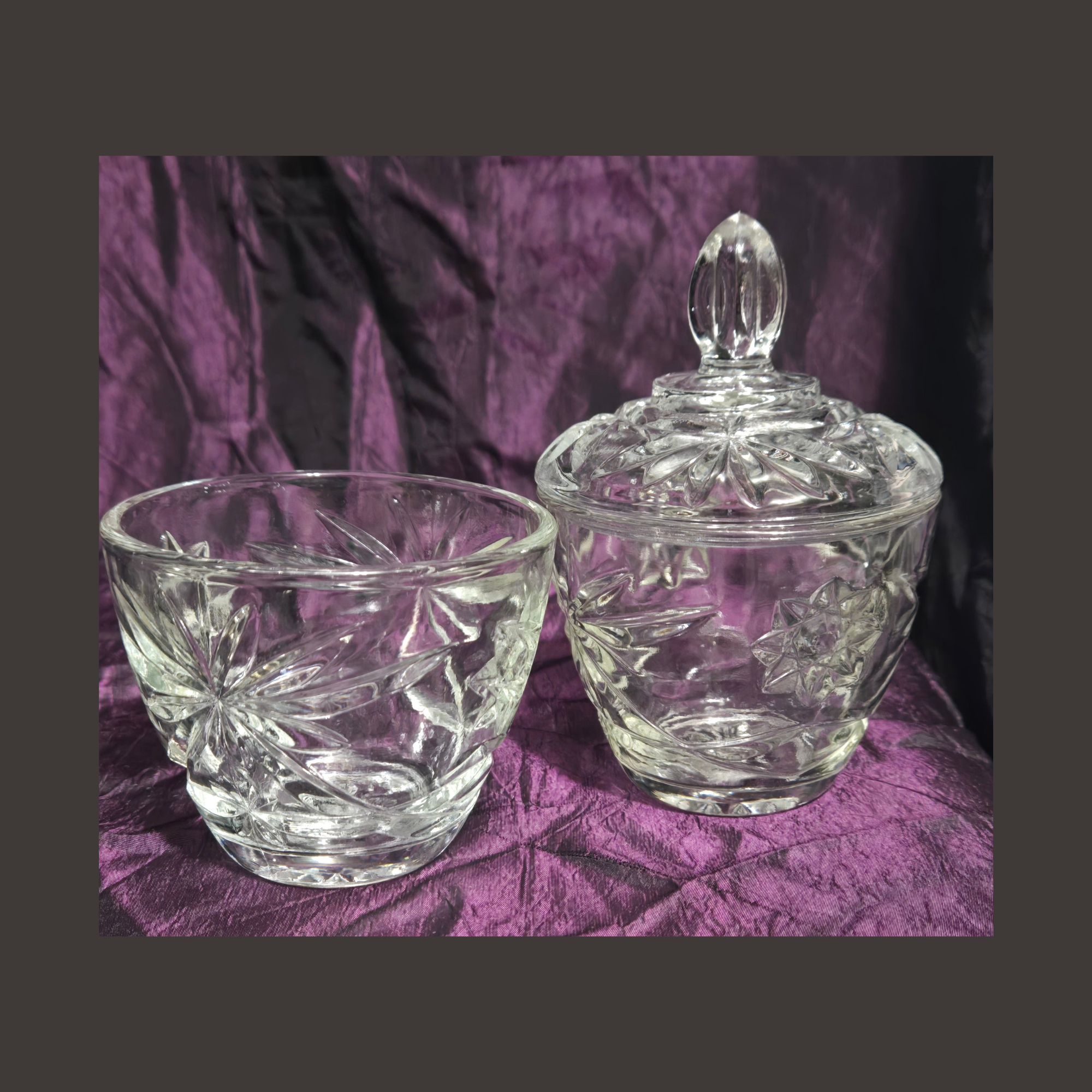 Vintage Anchor Hocking EAPC Star of David Sugar Bowls with Lid