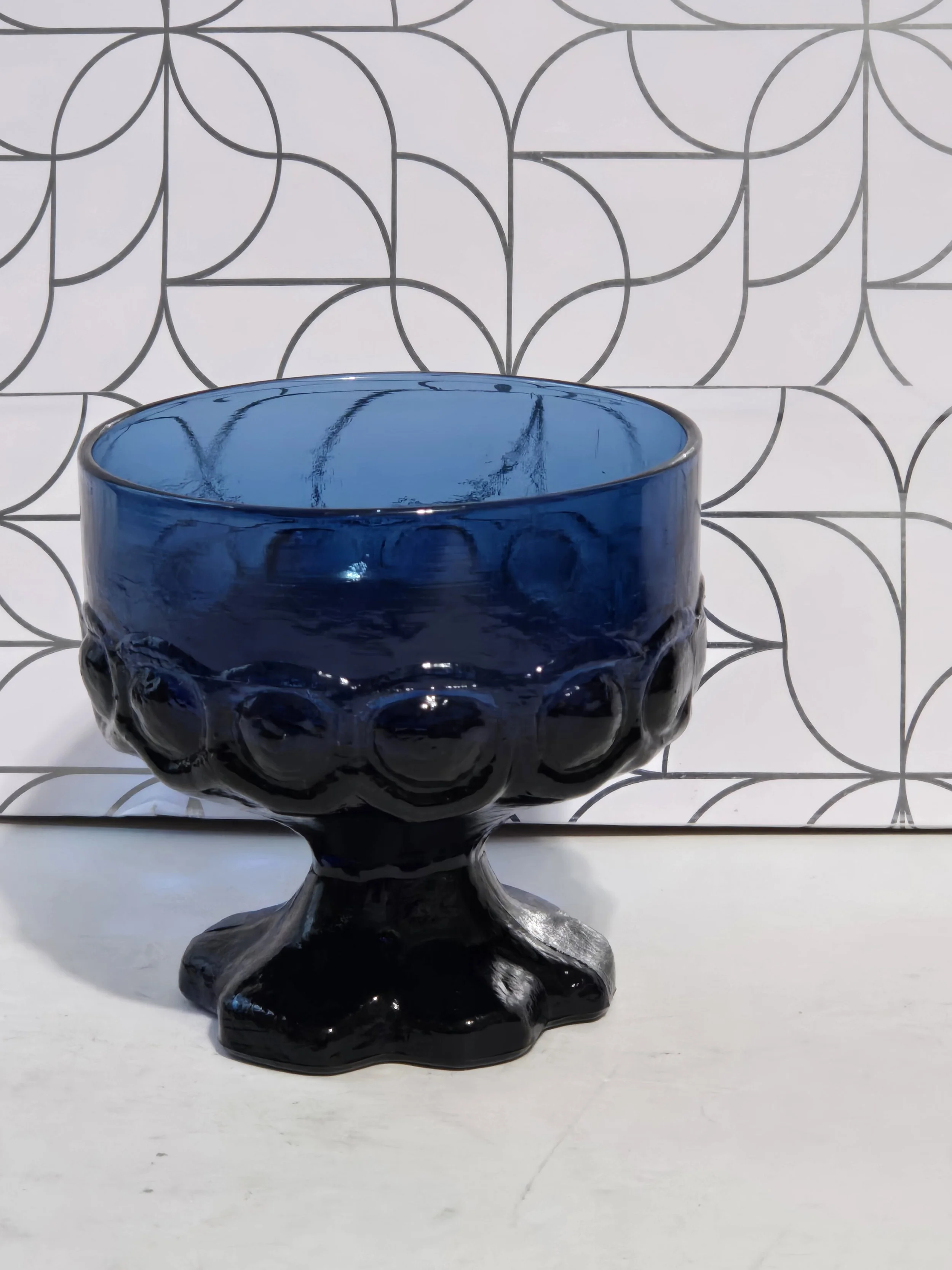 Vintage Franciscan Madeira Dark Blue Sherbet Glass Tiffin Footed Dessert Cup